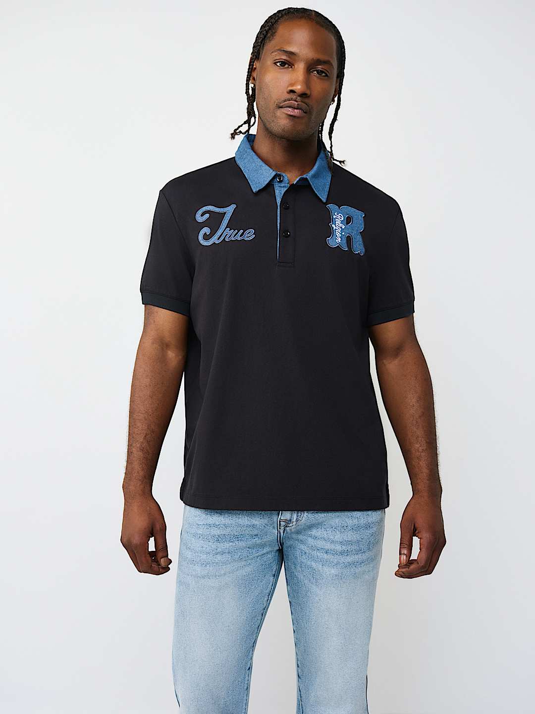 DENIM JERSEY POLO, image 1