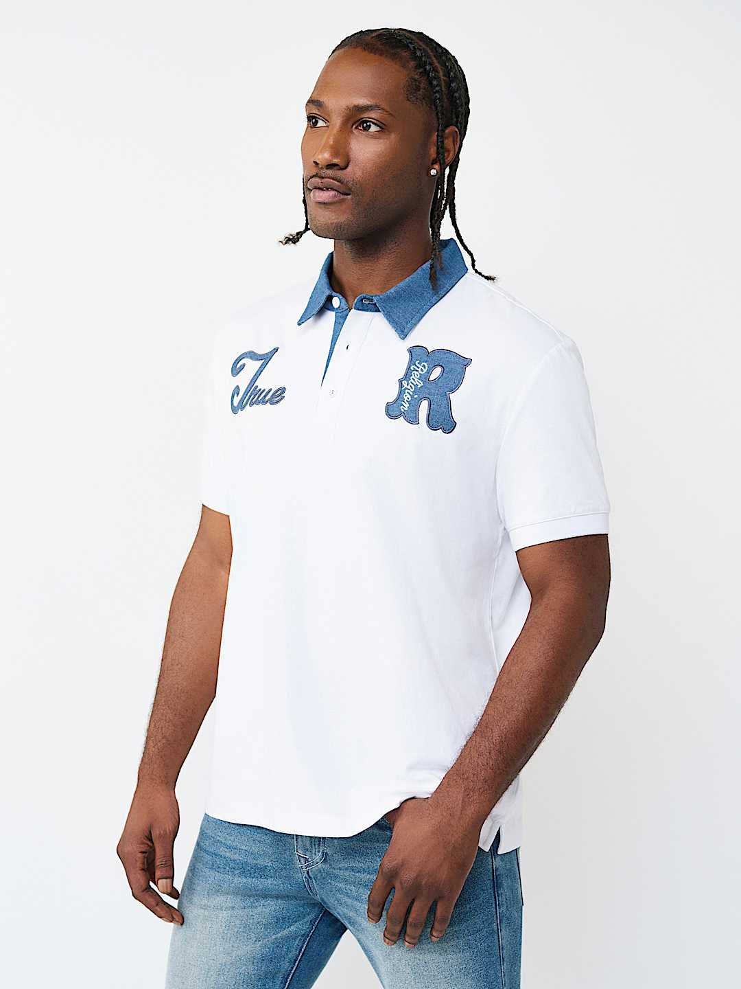 DENIM JERSEY POLO, image 3