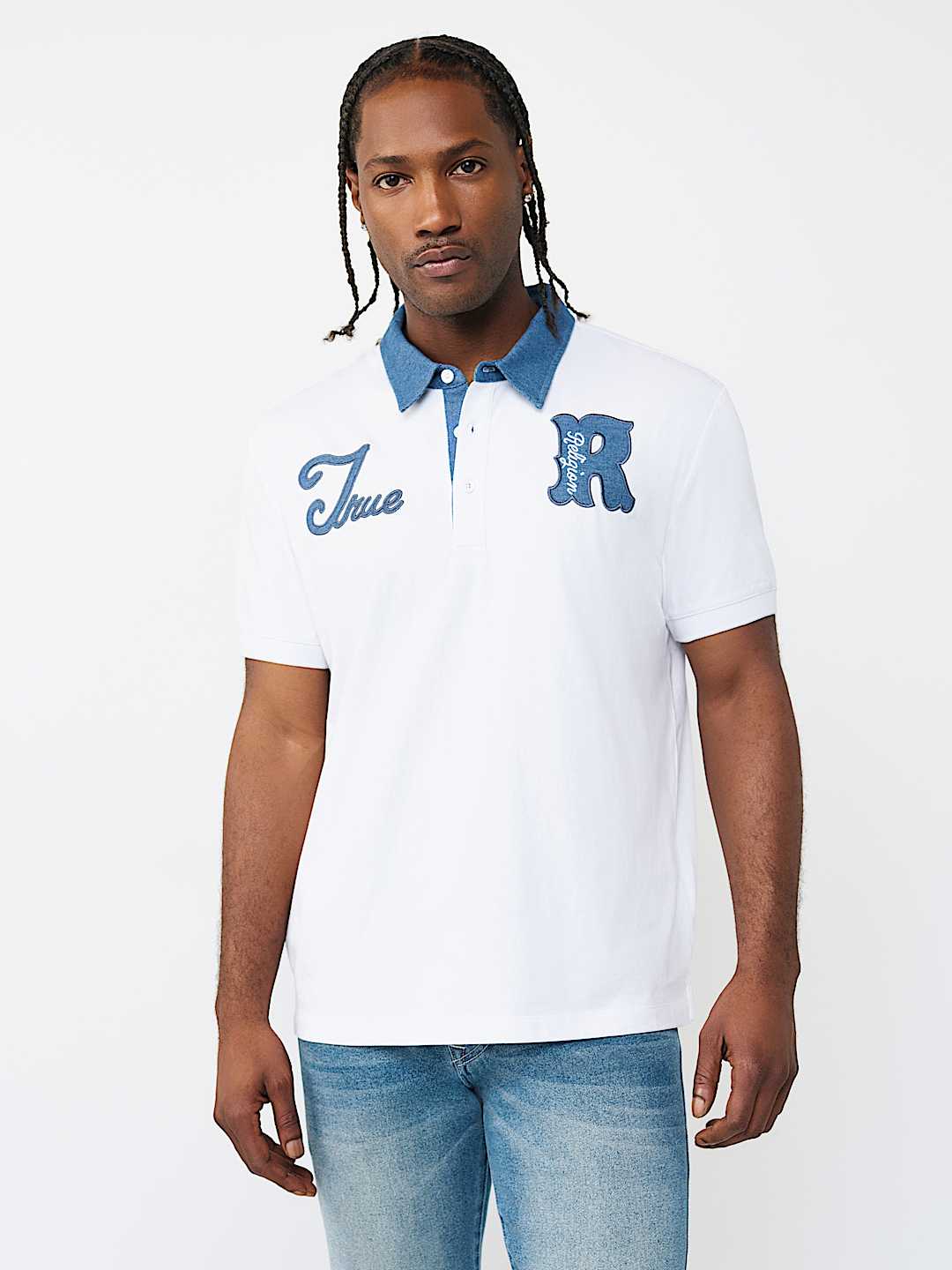DENIM JERSEY POLO, image 1