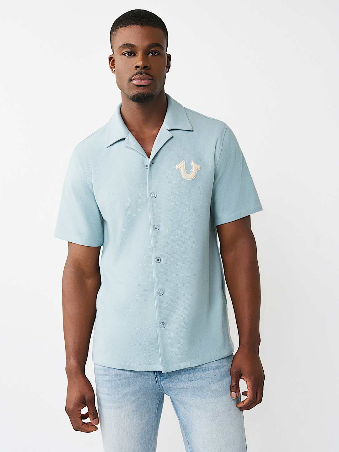 CONTRAST HONEYCOMB PIQU&Eacute; SHIRT, image 1