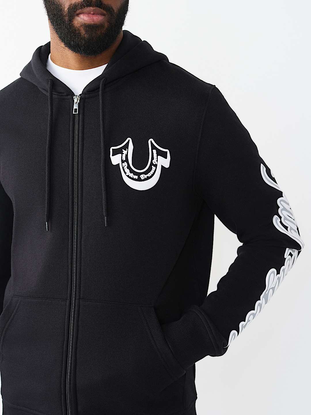 DIAGONAL LOGO ZIP HOODIE, image 2