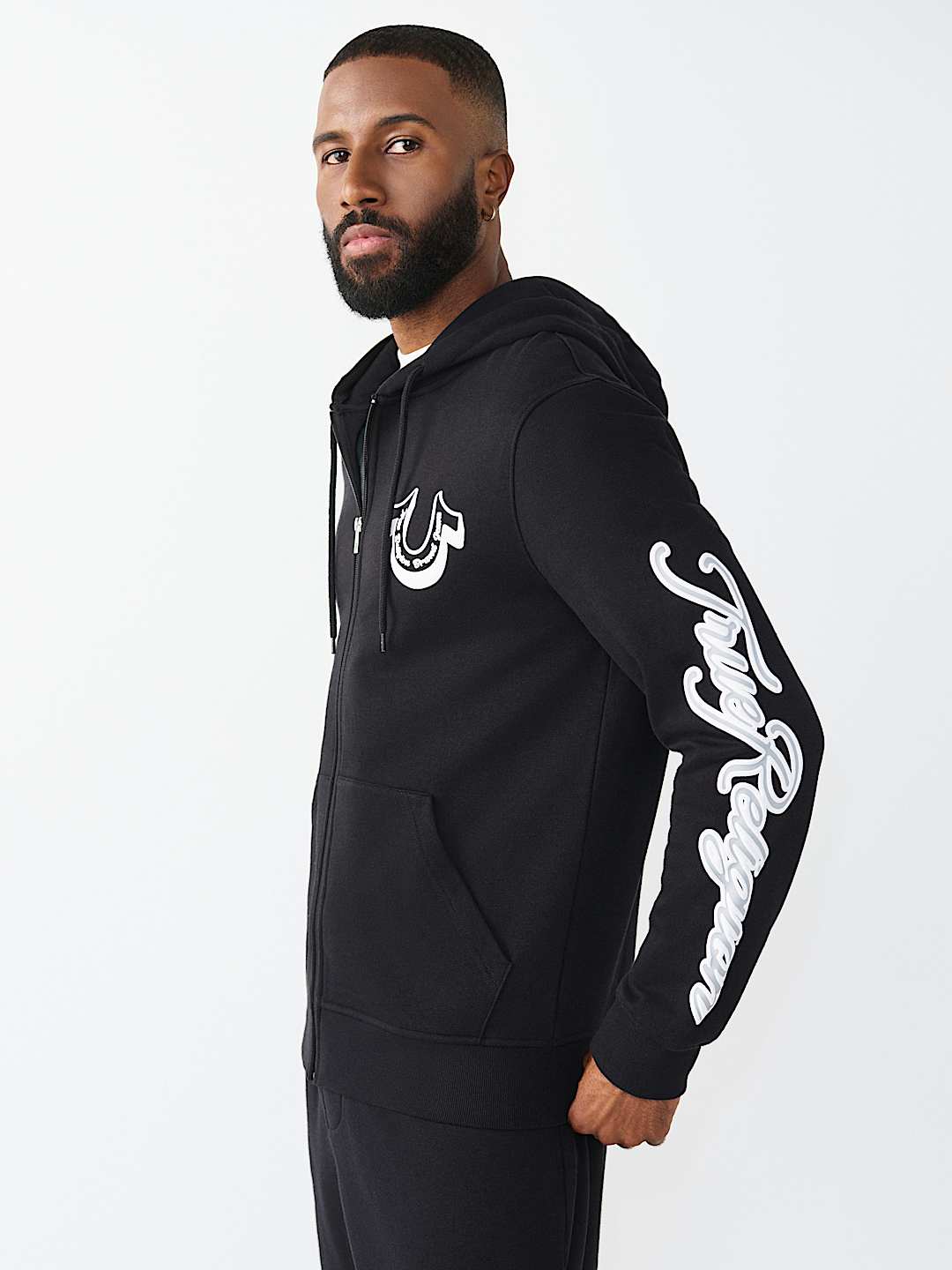 DIAGONAL LOGO ZIP HOODIE, image 3