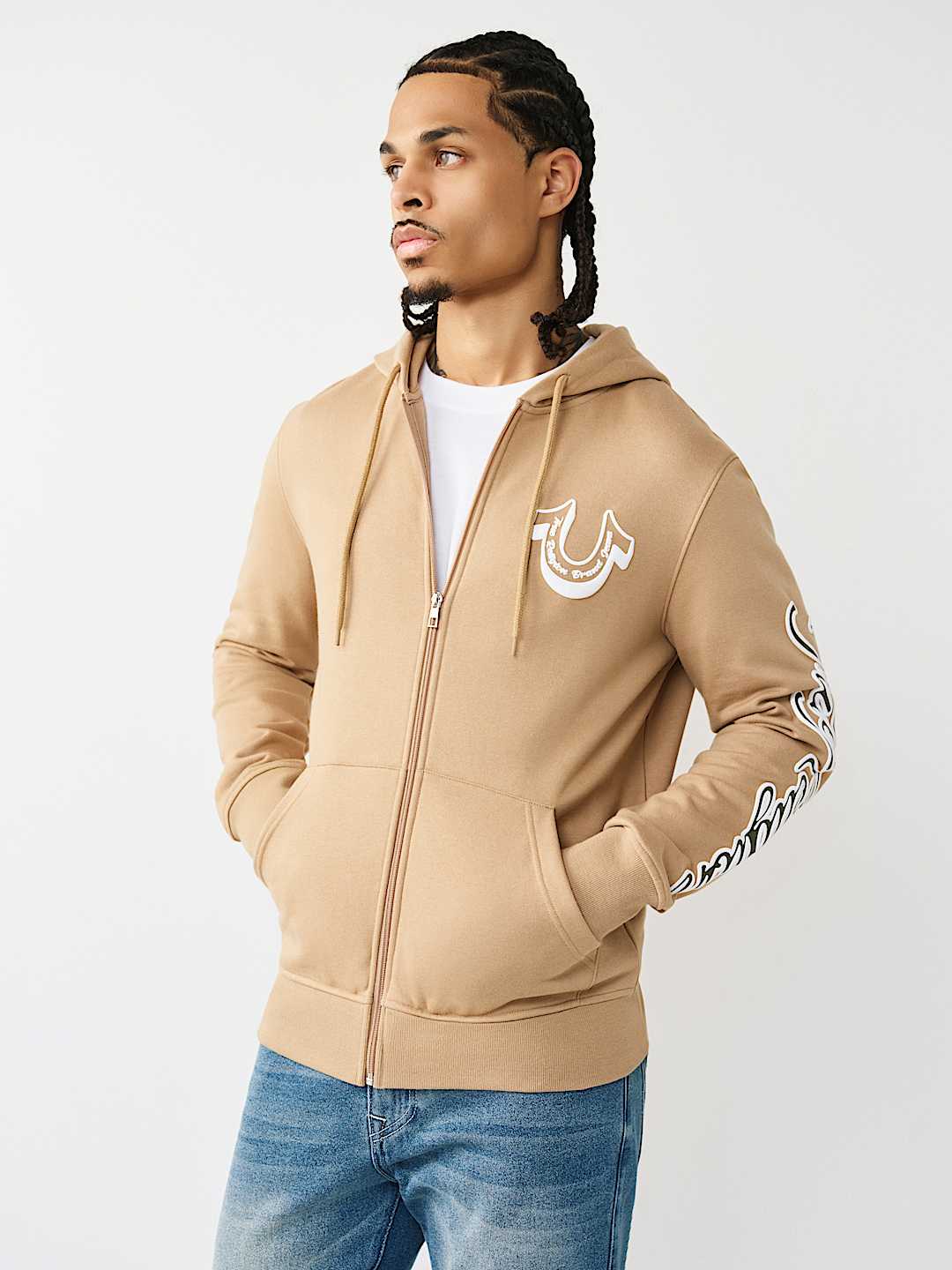 DIAGONAL LOGO ZIP HOODIE, image 3