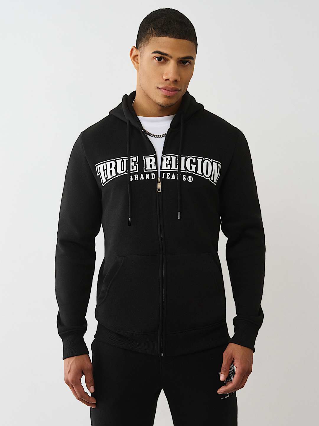 GLOSSY ARCHED LOGO ZIP HOODIE, image 2
