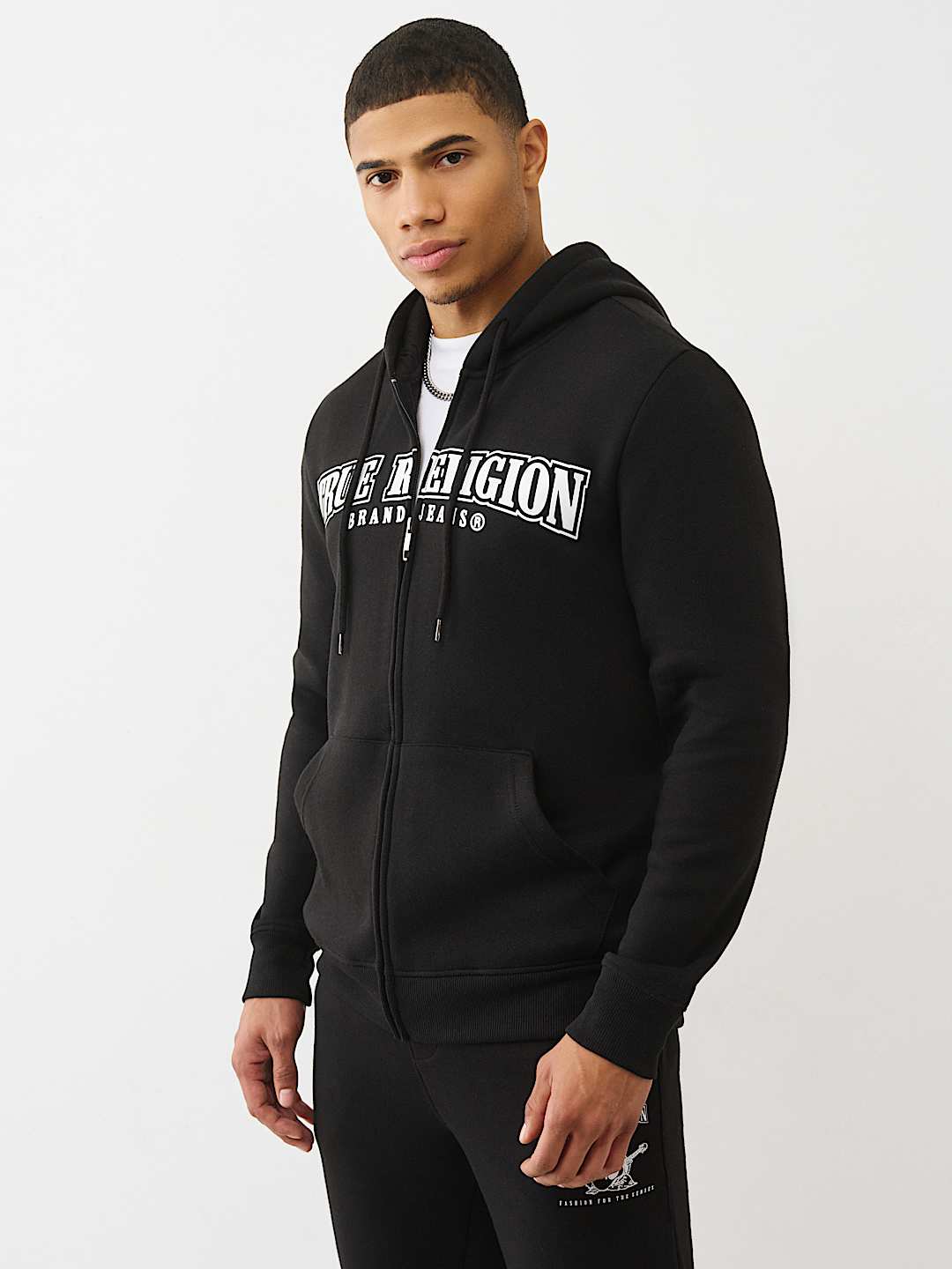 GLOSSY ARCHED LOGO ZIP HOODIE, image 3