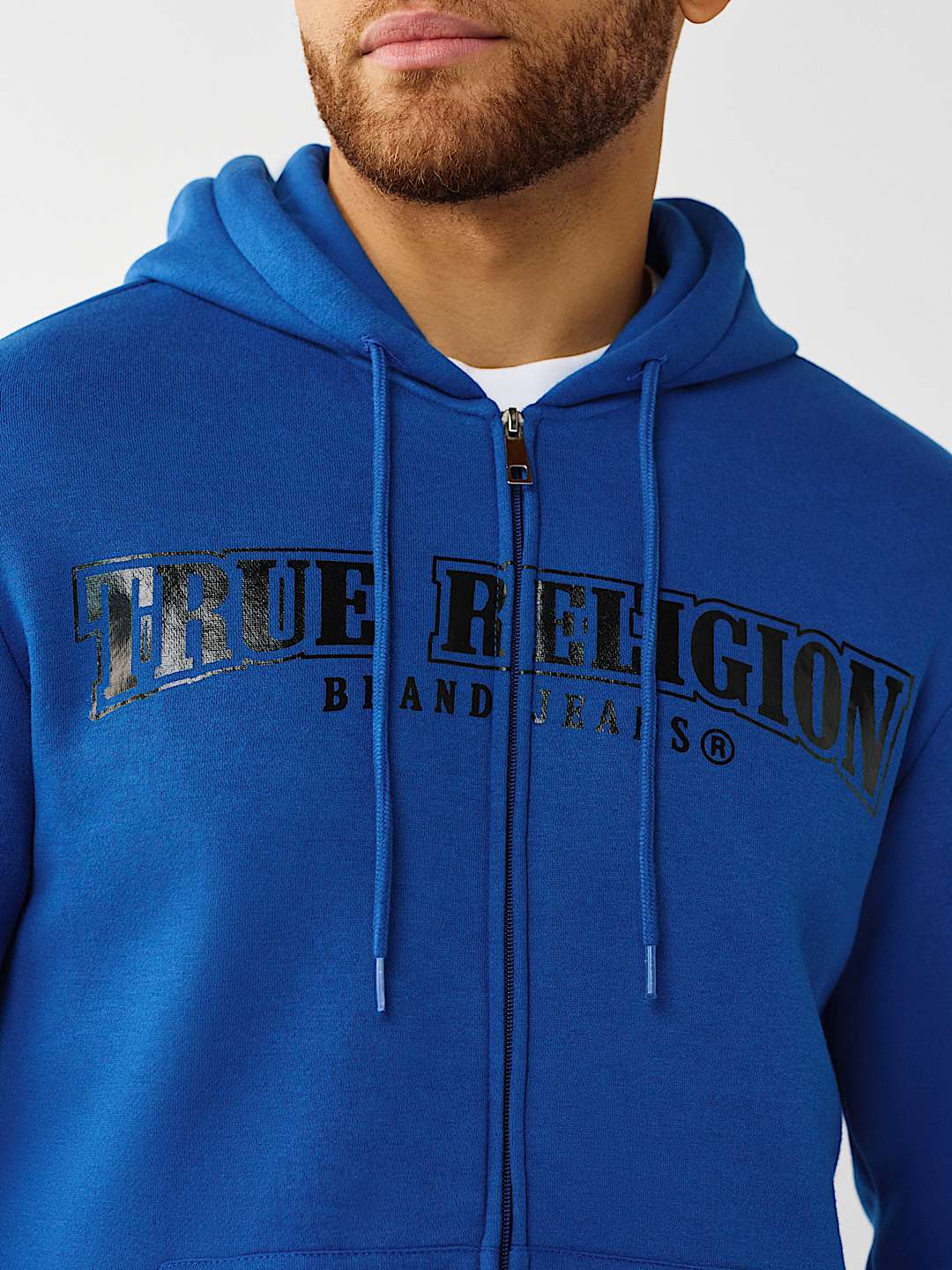 GLOSSY ARCHED LOGO ZIP HOODIE, image 2