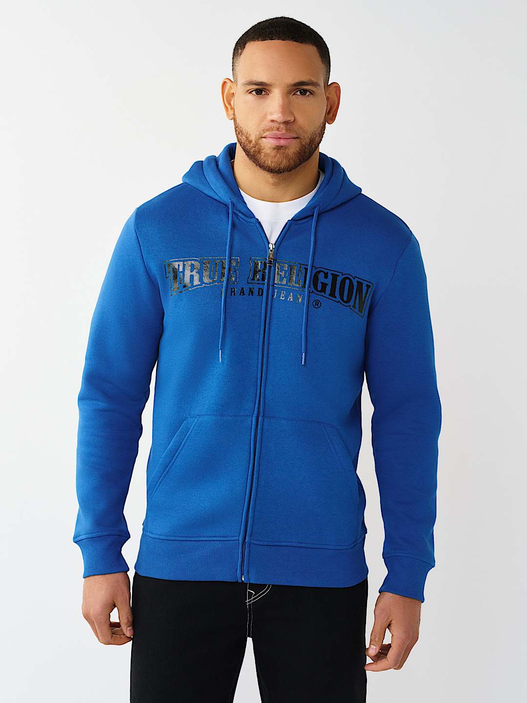 GLOSSY ARCHED LOGO ZIP HOODIE, image 3