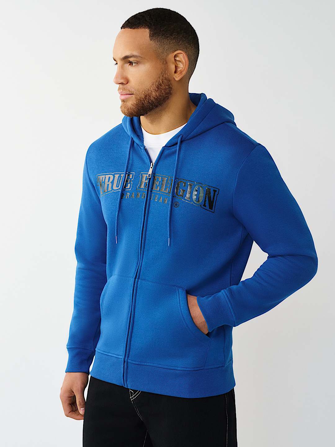 GLOSSY ARCHED LOGO ZIP HOODIE, image 4