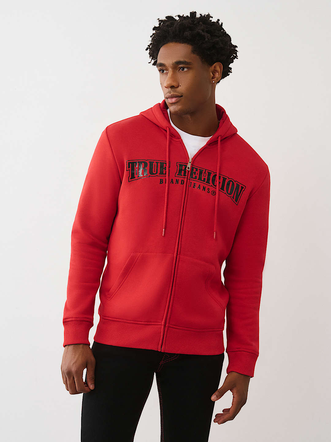 GLOSSY ARCHED LOGO ZIP HOODIE, image 3