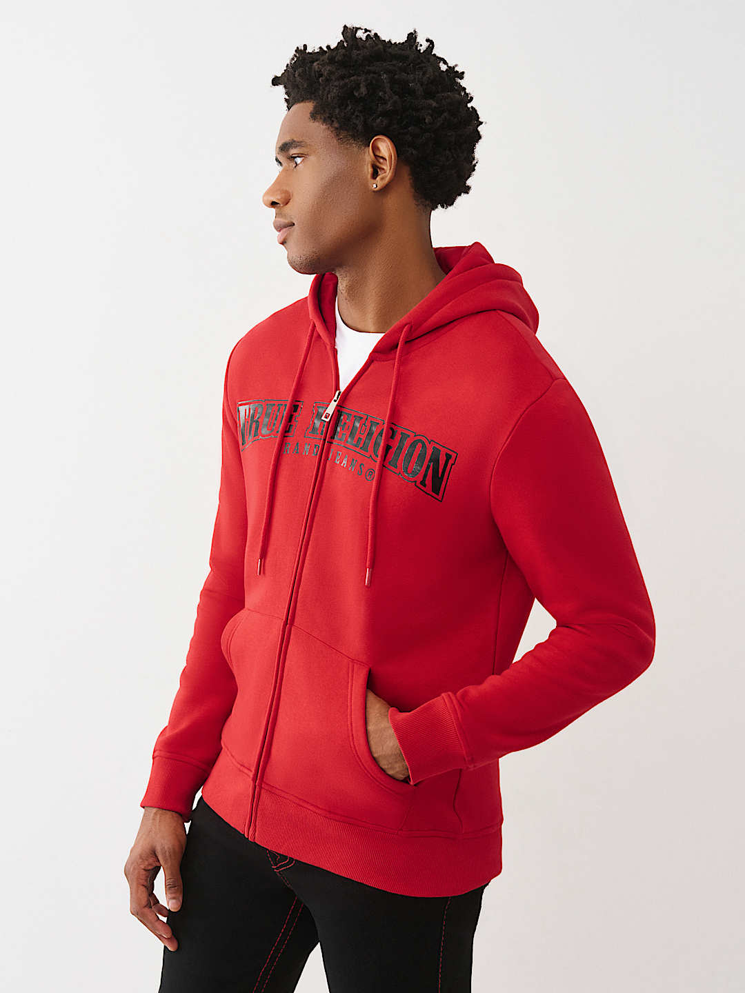 GLOSSY ARCHED LOGO ZIP HOODIE, image 4