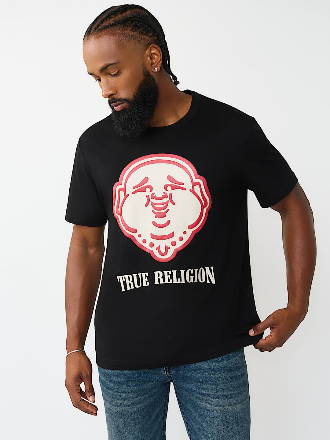 PUFF PRINT BUDDHA FACE TEE, image 1