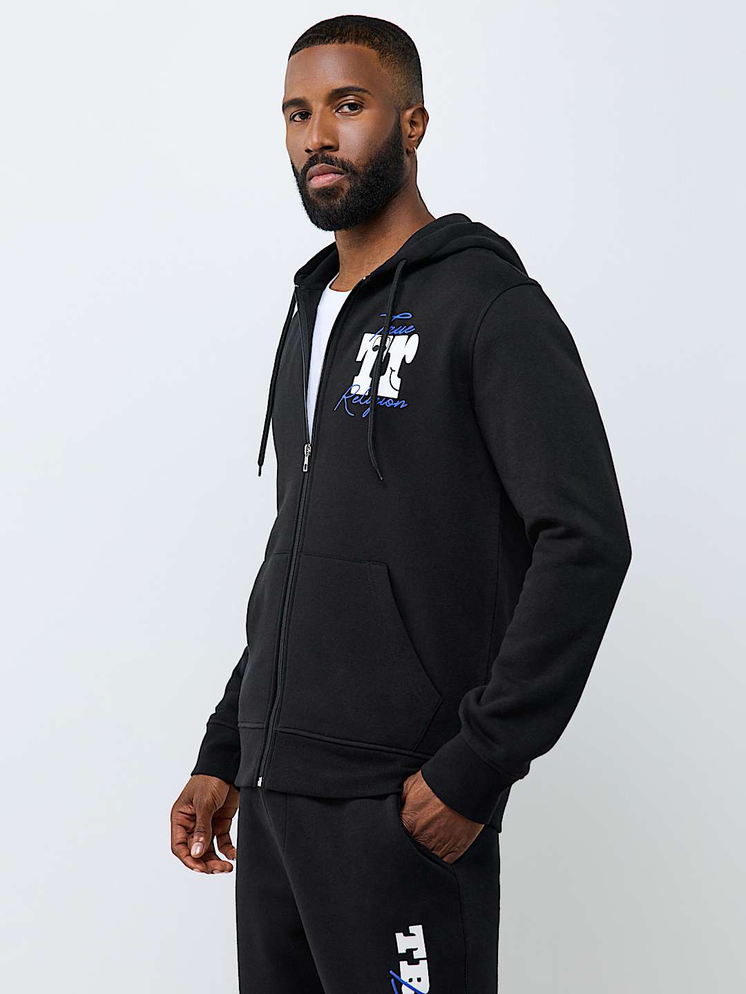 PUFF-PRINT LOGO SCRIPT ZIP HOODIE
