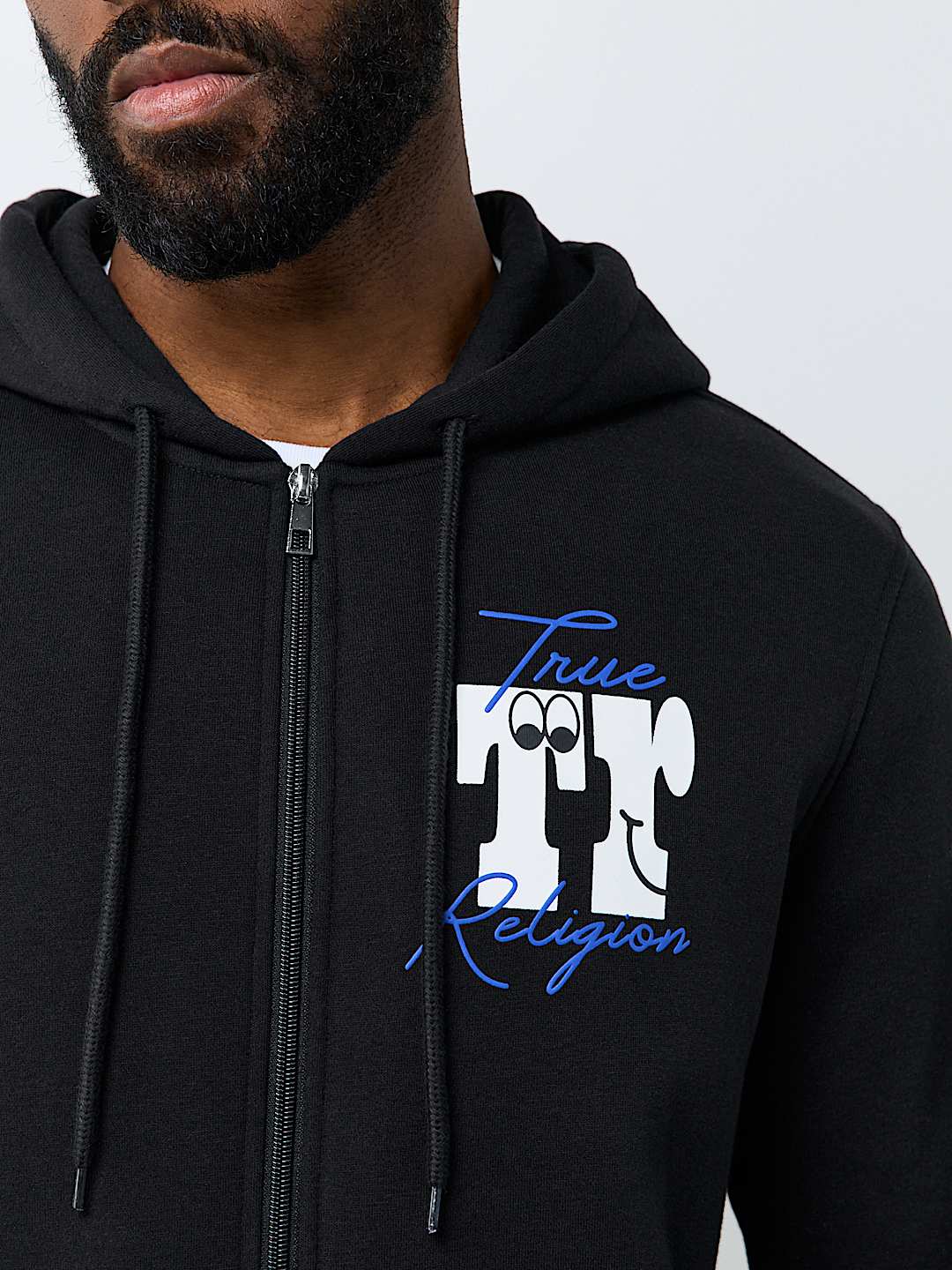 PUFF-PRINT LOGO SCRIPT ZIP HOODIE