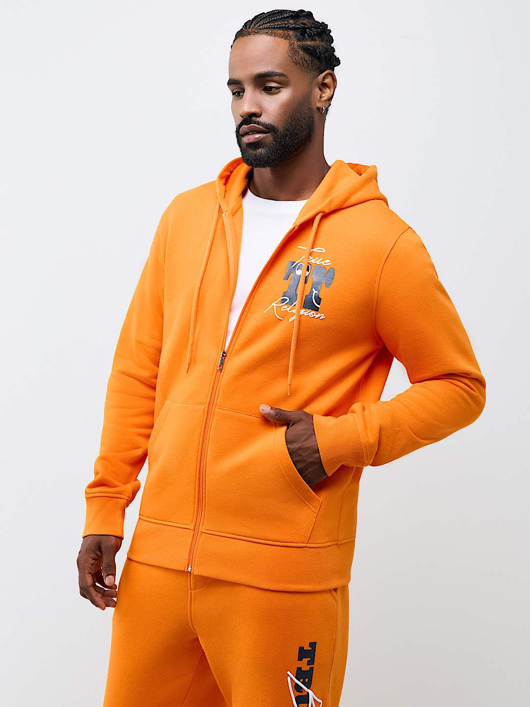 PUFF-PRINT LOGO SCRIPT ZIP HOODIE