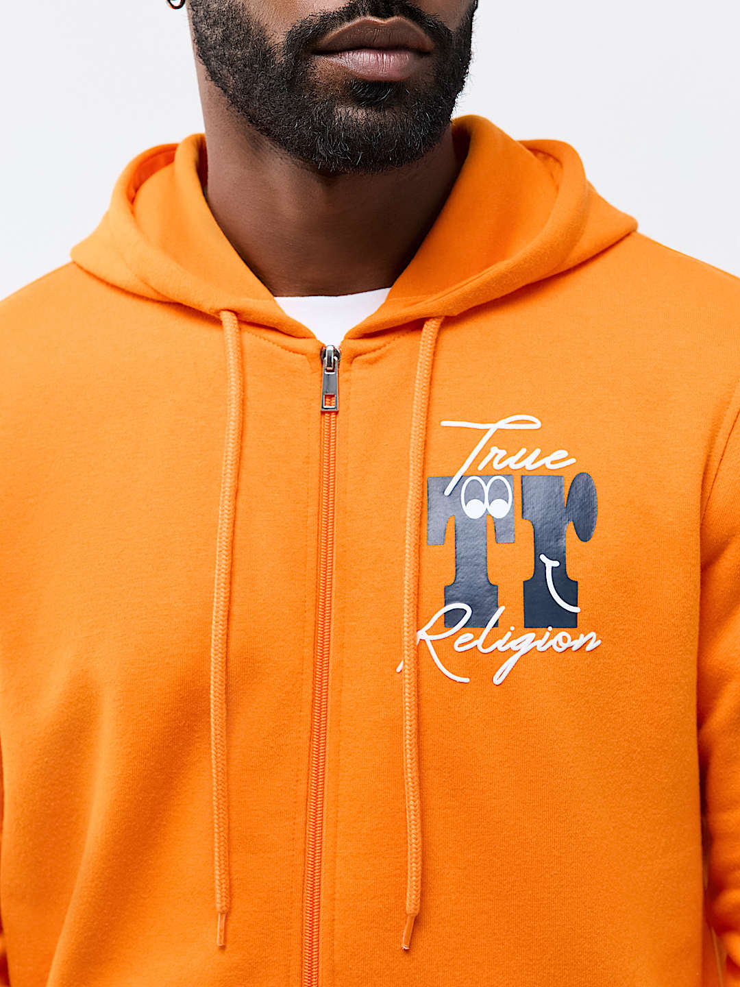 PUFF-PRINT LOGO SCRIPT ZIP HOODIE