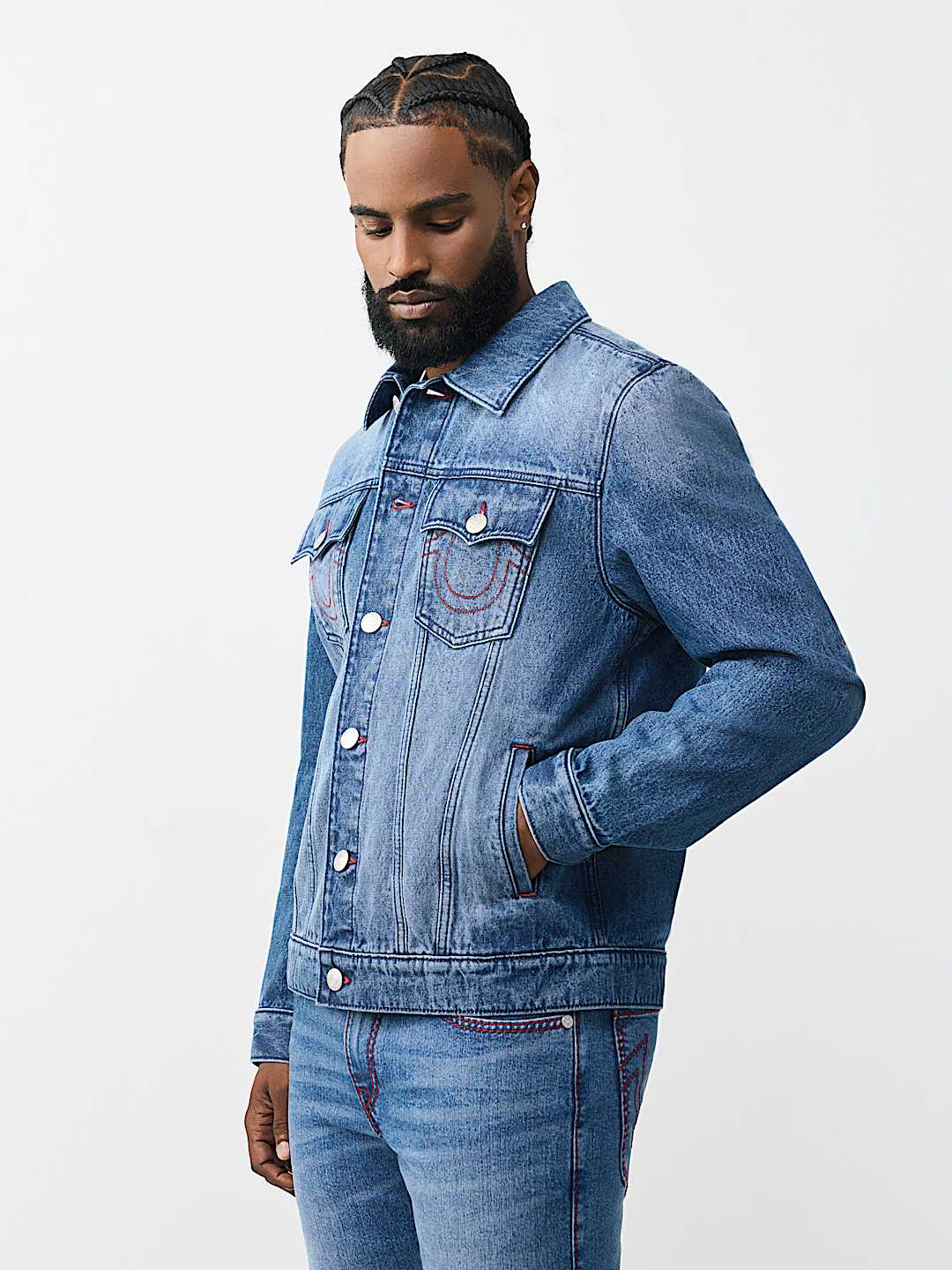 VESTE EN DENIM AVEC LOGO IMPRIM&Eacute;, image 3