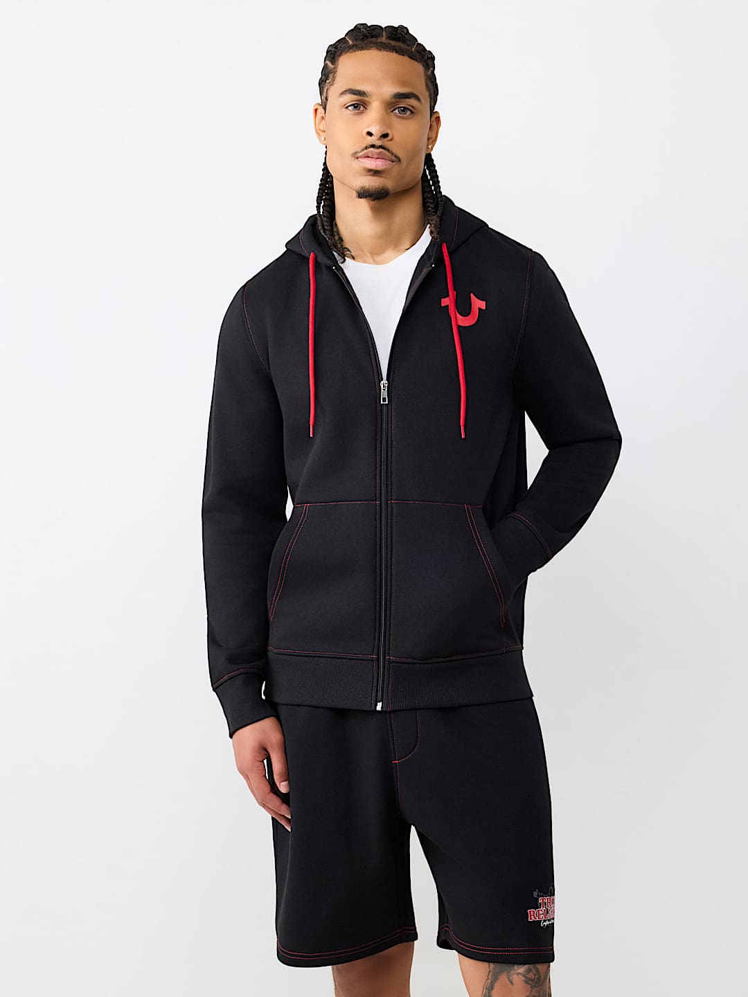 CONTRAST LOGO ZIP HOODIE