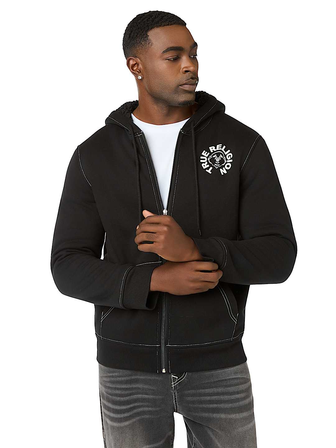 BUDDHA FACE SHERPA ZIP HOODIE