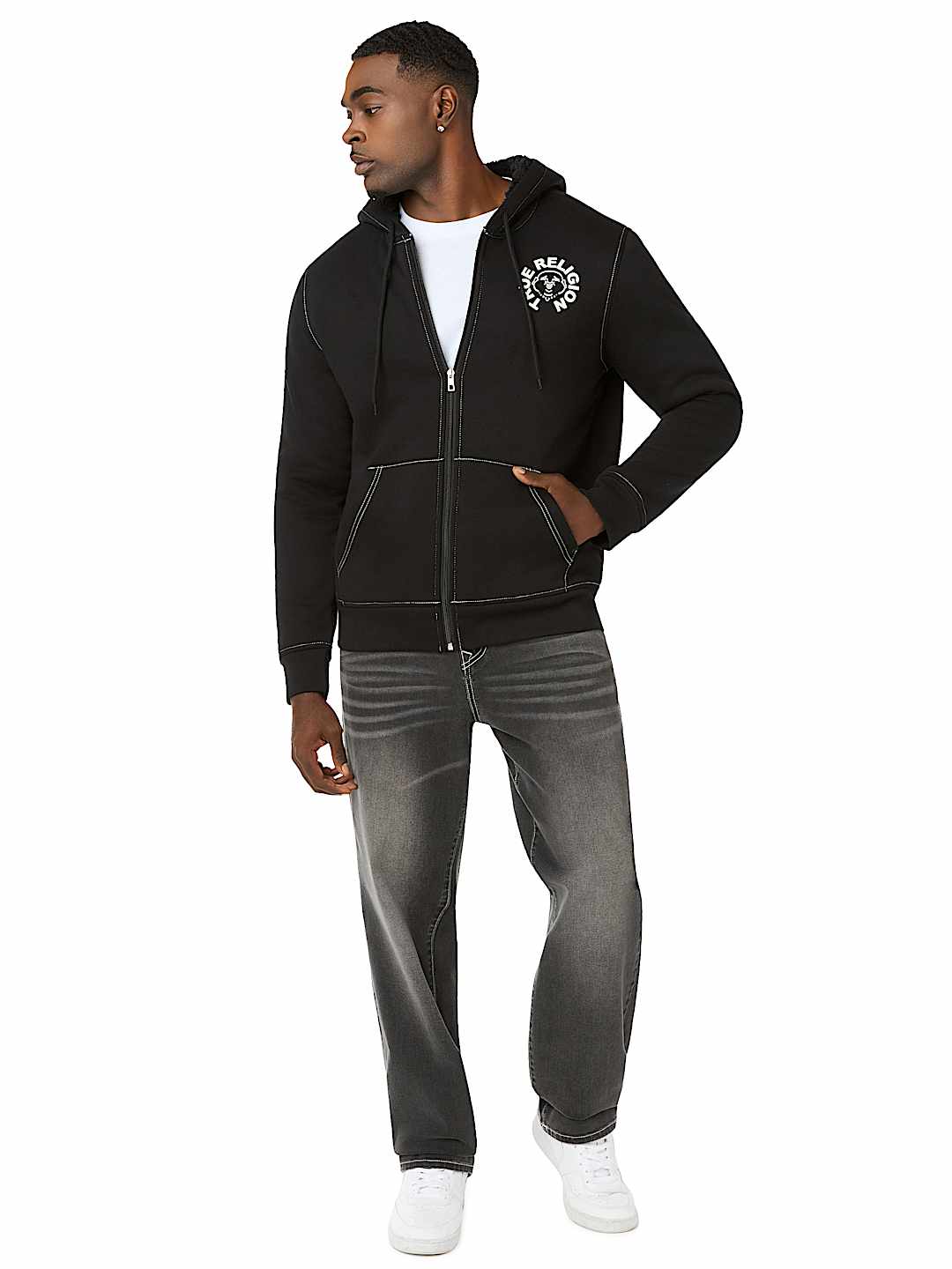 BUDDHA FACE SHERPA ZIP HOODIE