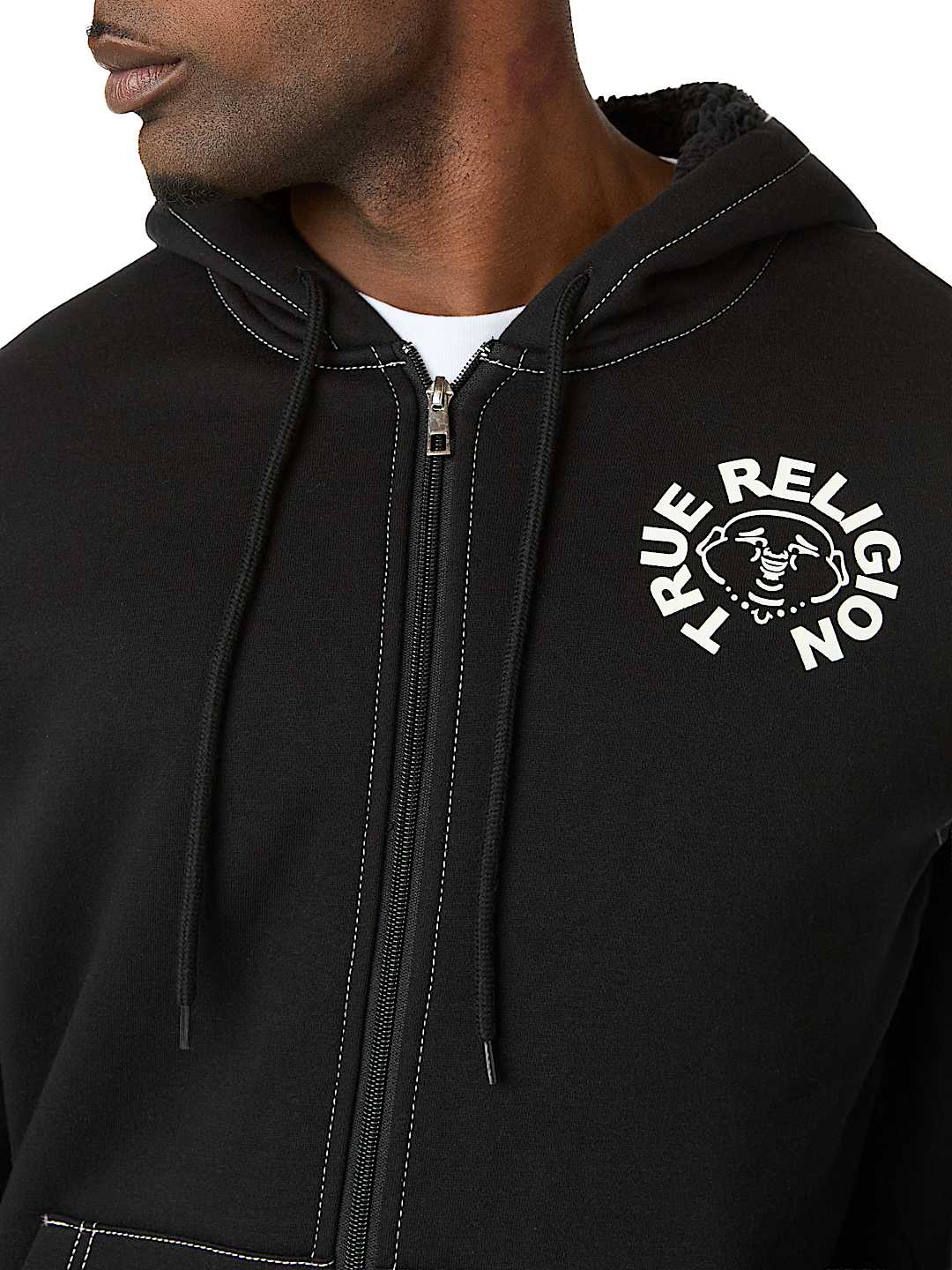 BUDDHA FACE SHERPA ZIP HOODIE