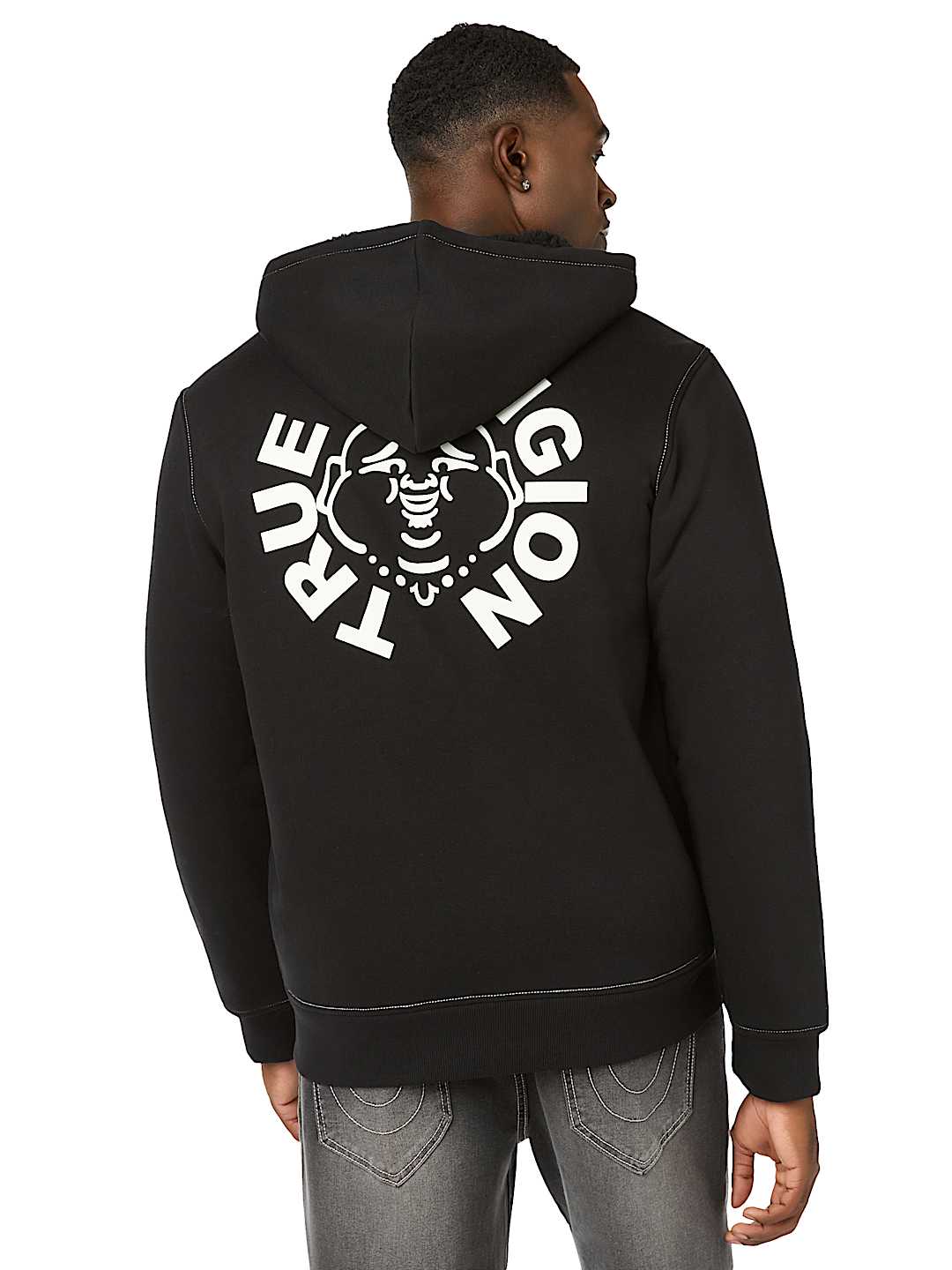 BUDDHA FACE SHERPA ZIP HOODIE