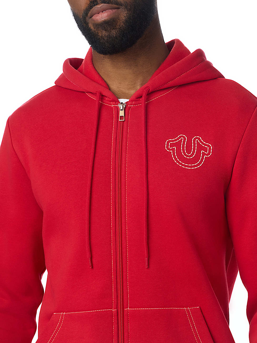 PUFF STITCH HORSESHOE ZIP HOODIE
