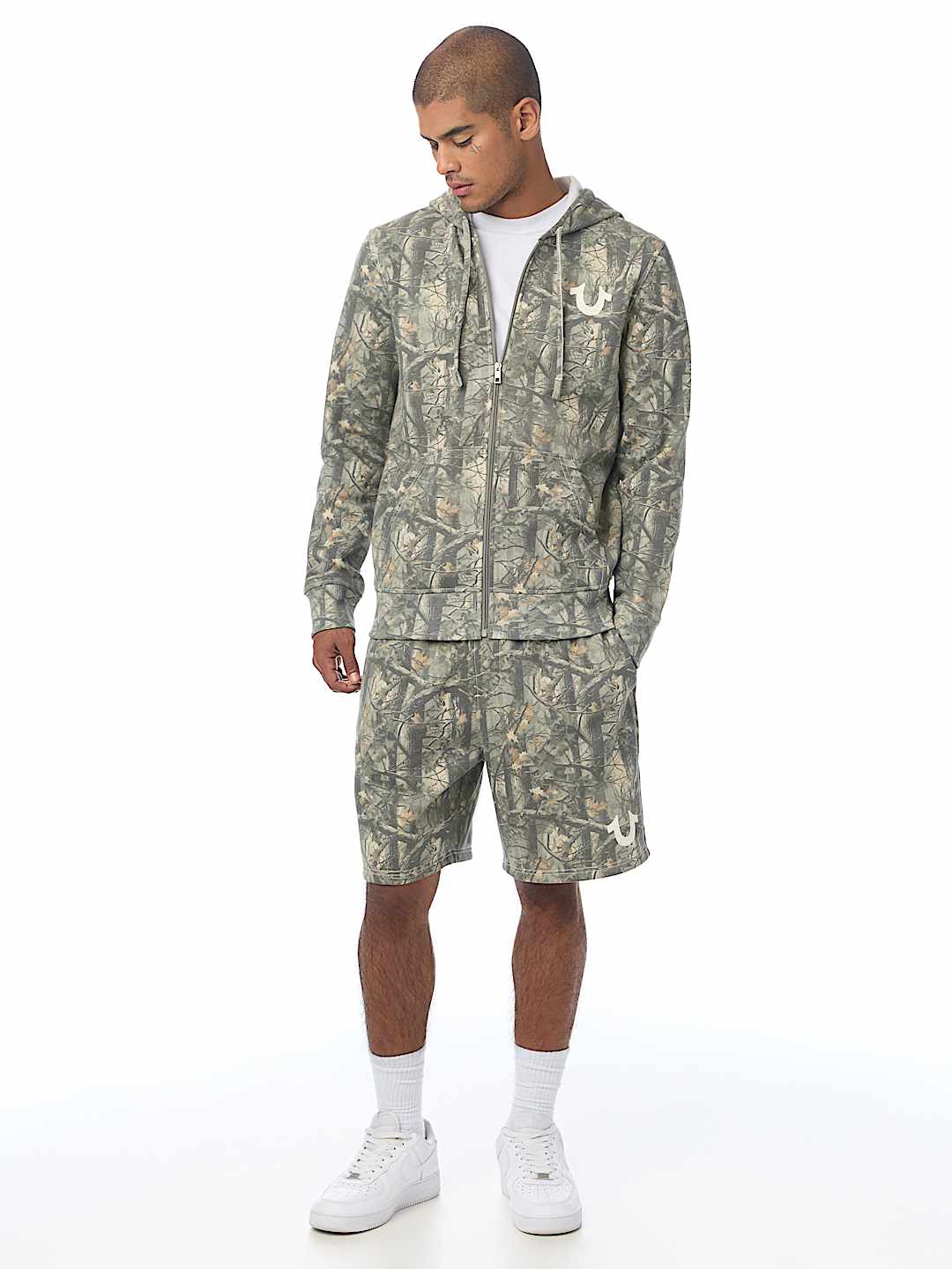 TREE CAMO ARCHED ZIP HOODIE