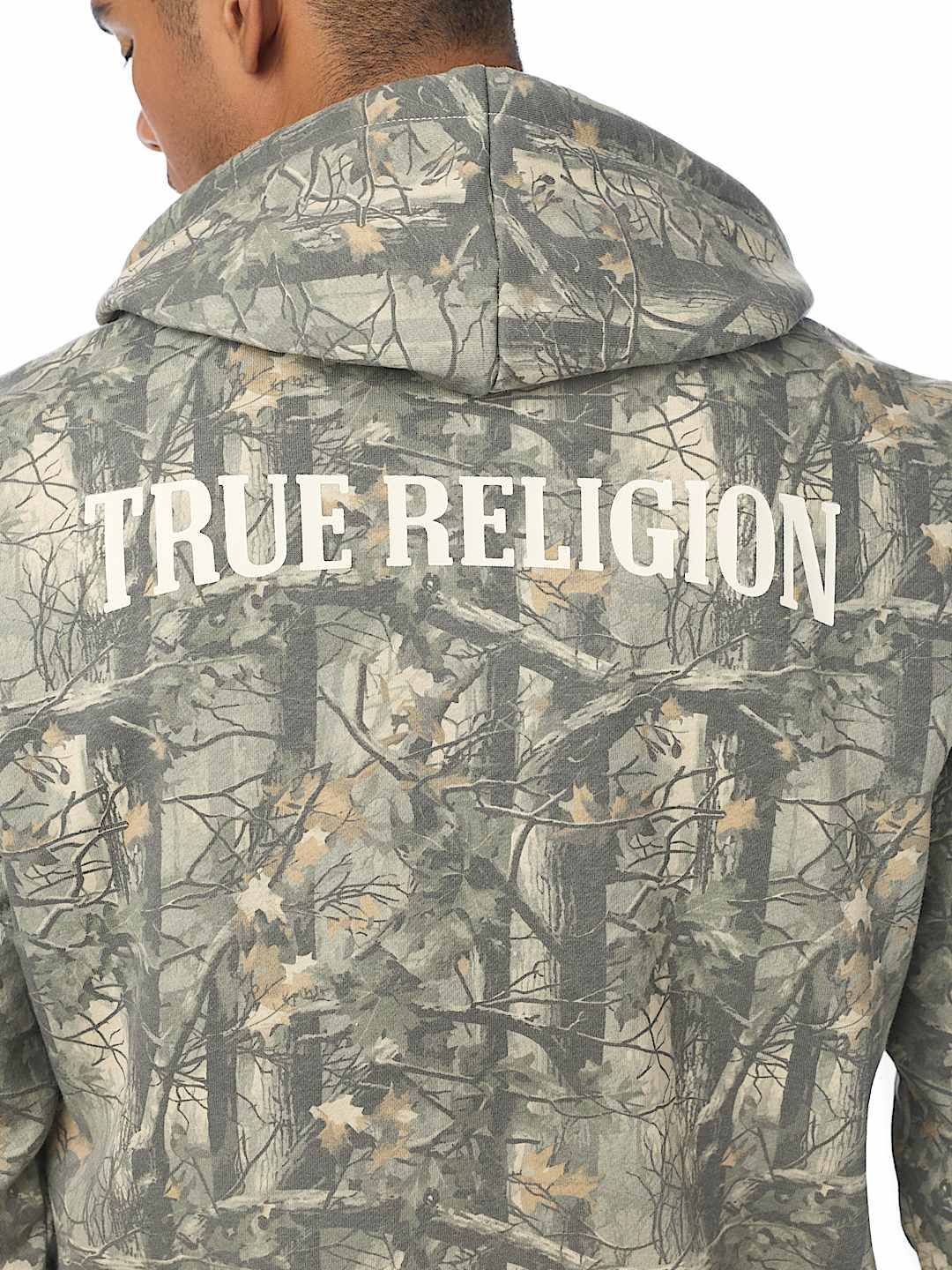 TREE CAMO ARCHED ZIP HOODIE