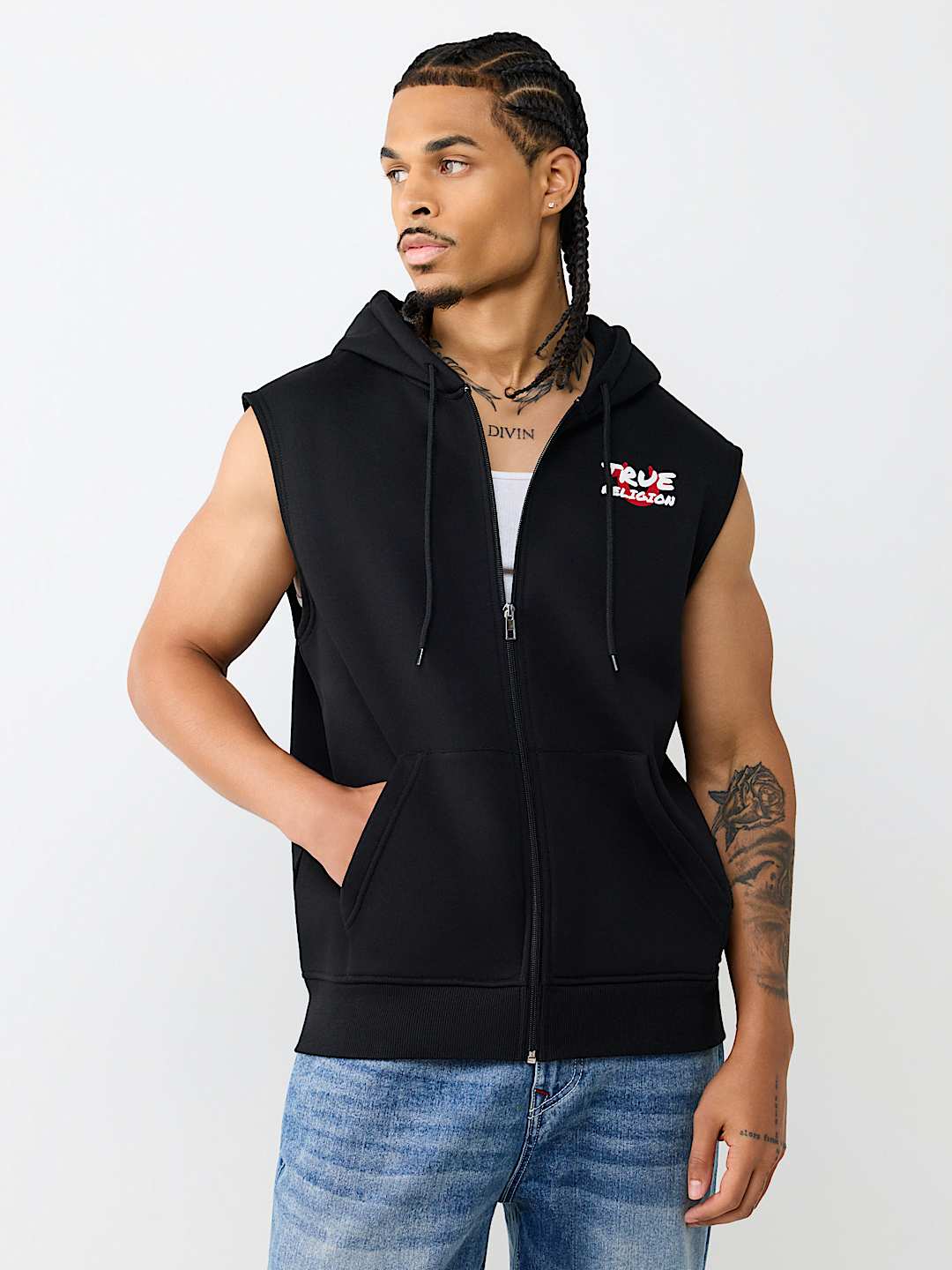 NEWSPAPER MUSCLE ZIP HOODIE