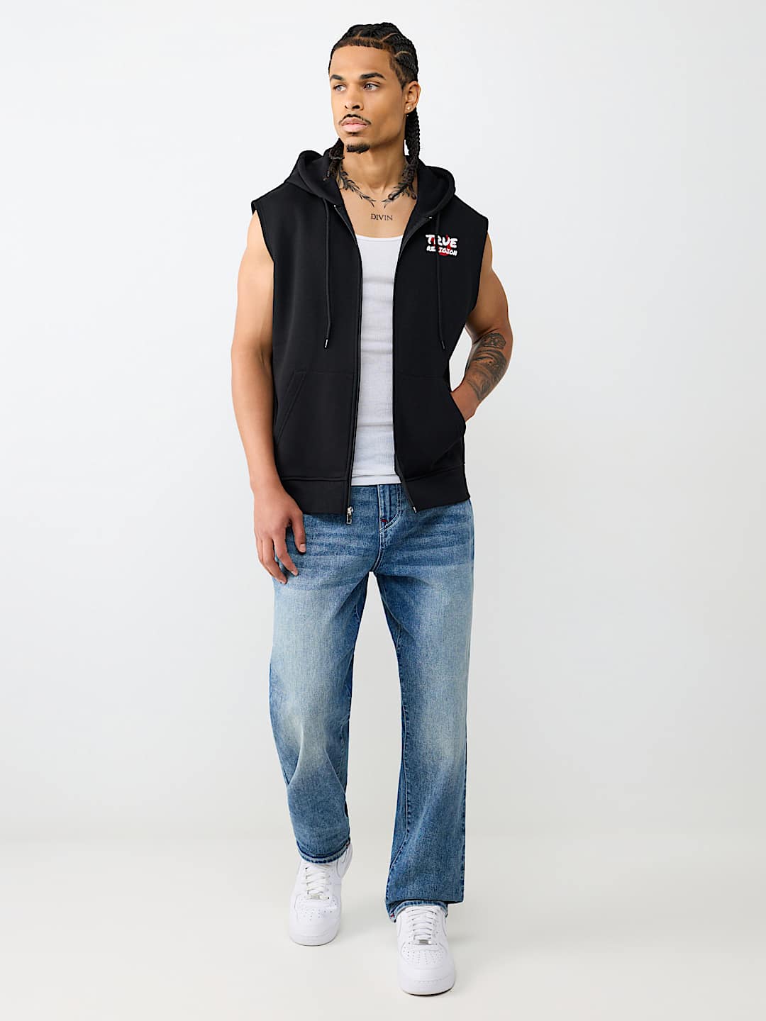NEWSPAPER MUSCLE ZIP HOODIE