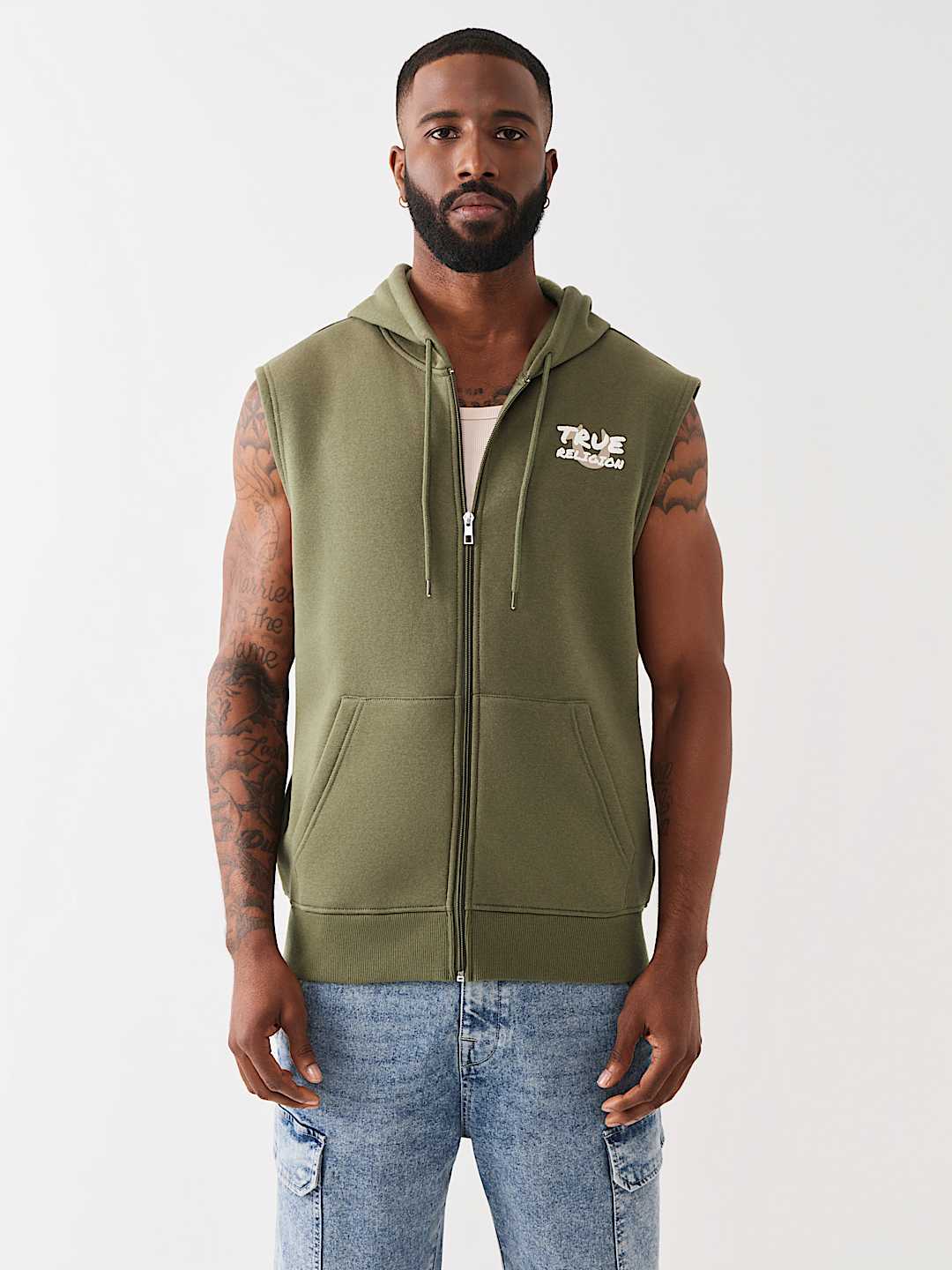 NEWSPAPER MUSCLE ZIP HOODIE