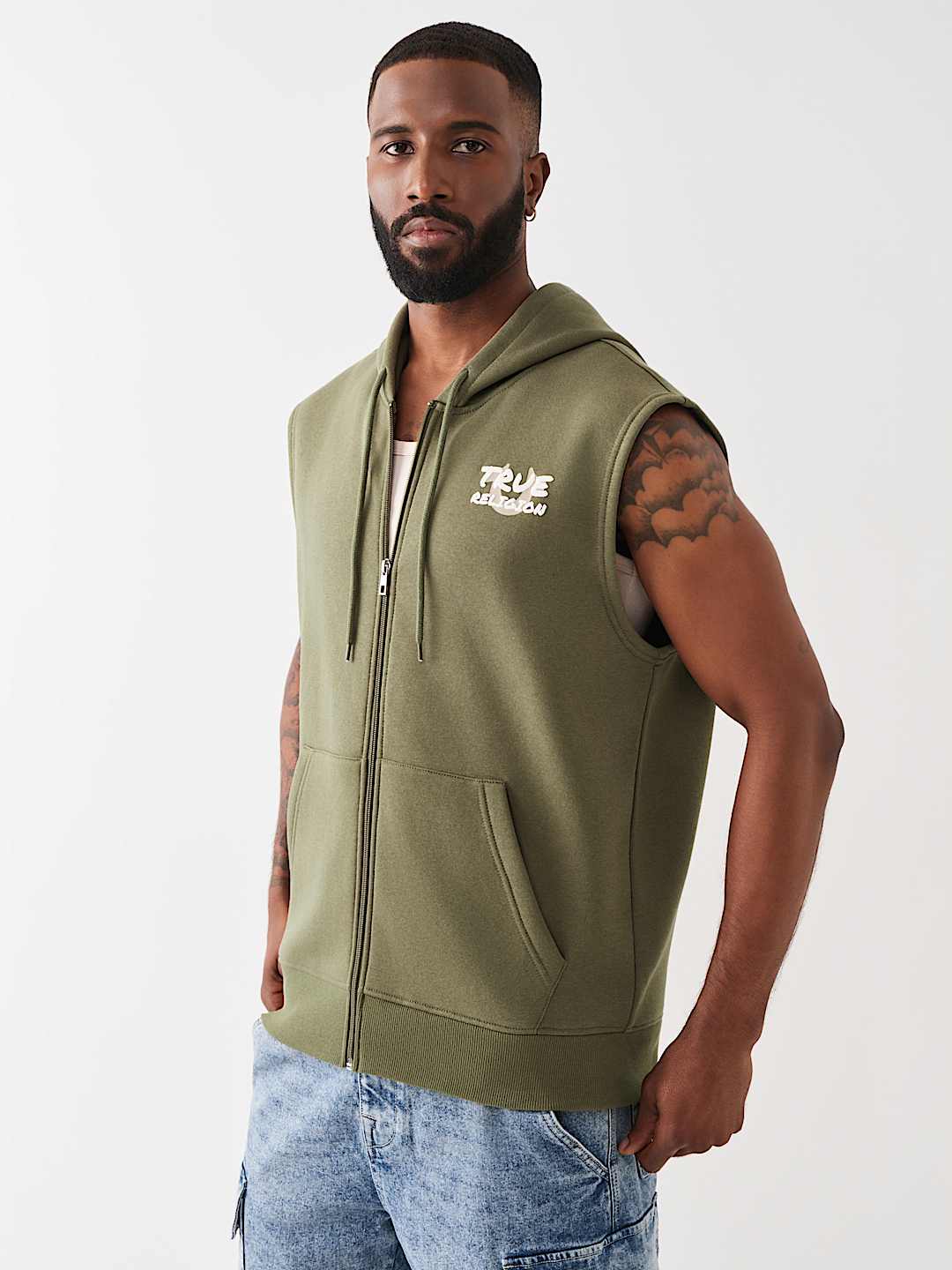 NEWSPAPER MUSCLE ZIP HOODIE