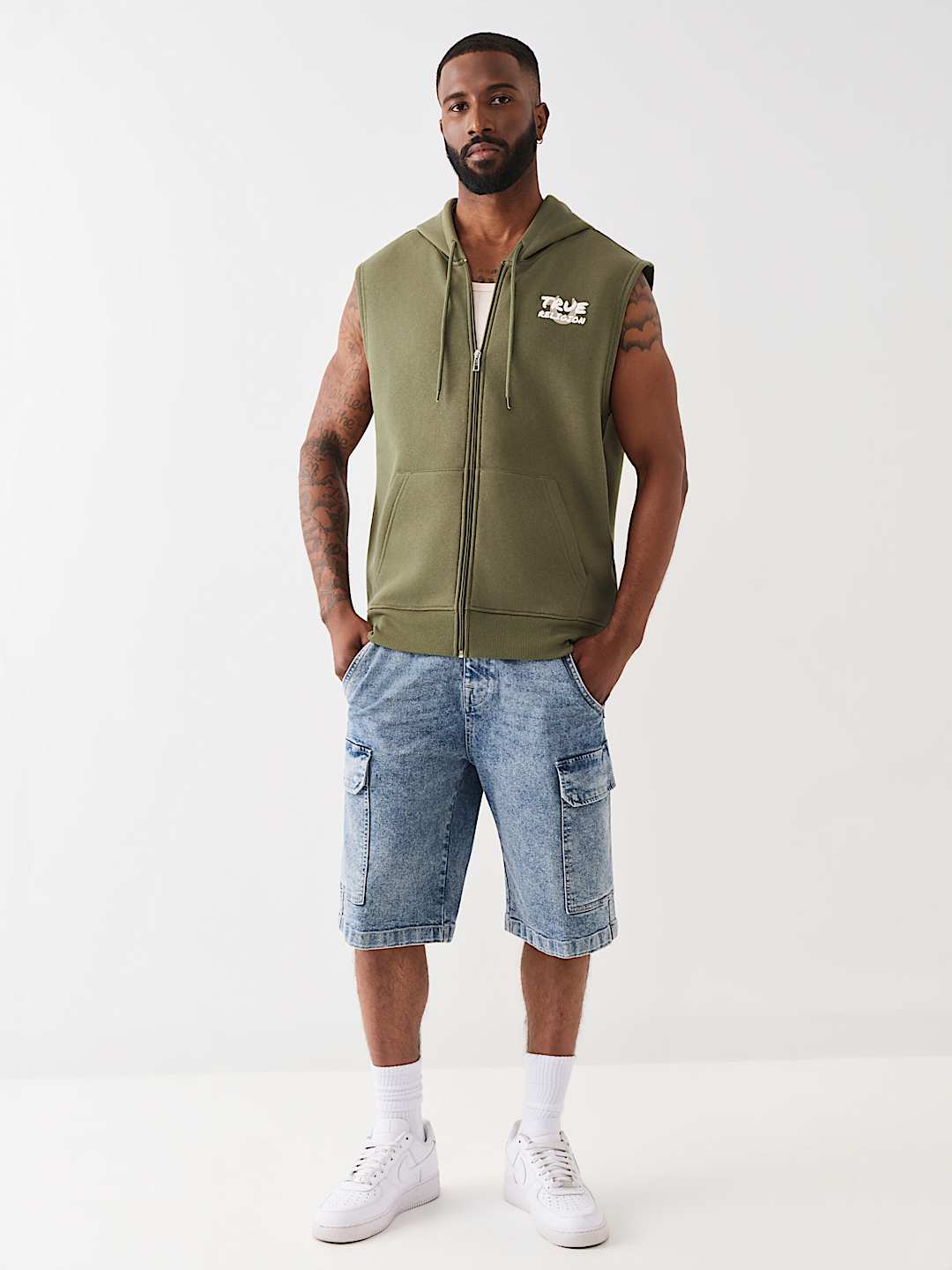 NEWSPAPER MUSCLE ZIP HOODIE