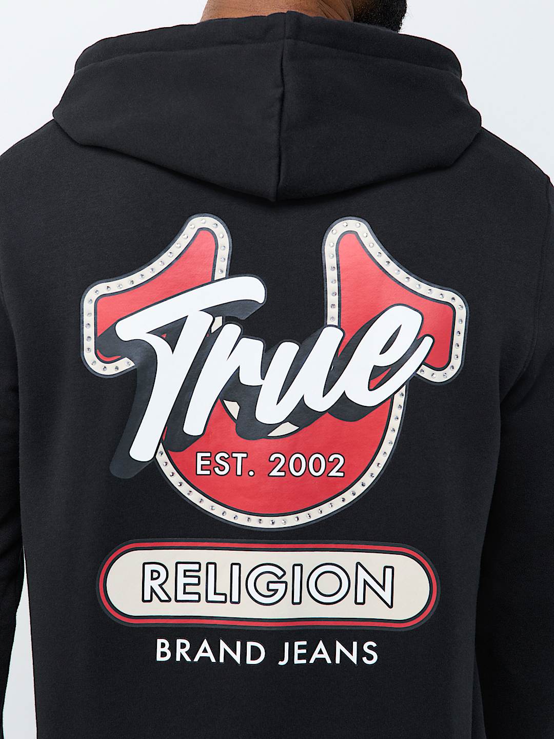 SUDADERA CON CAPUCHA Y CIERRE CON LETRERO DE TRUE