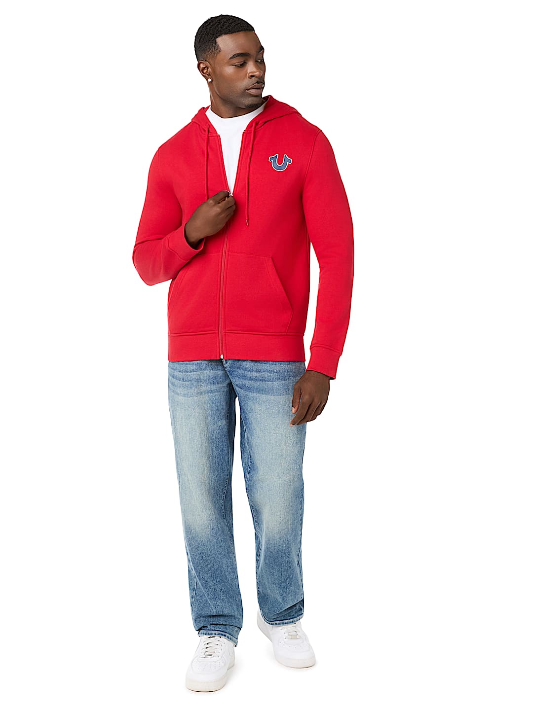 SUDADERA CON CAPUCHA Y CIERRE CON LETRERO DE TRUE