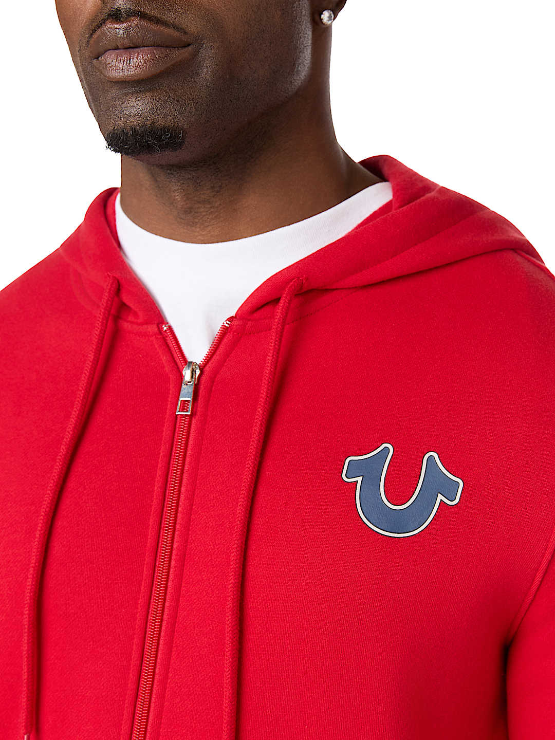 SUDADERA CON CAPUCHA Y CIERRE CON LETRERO DE TRUE