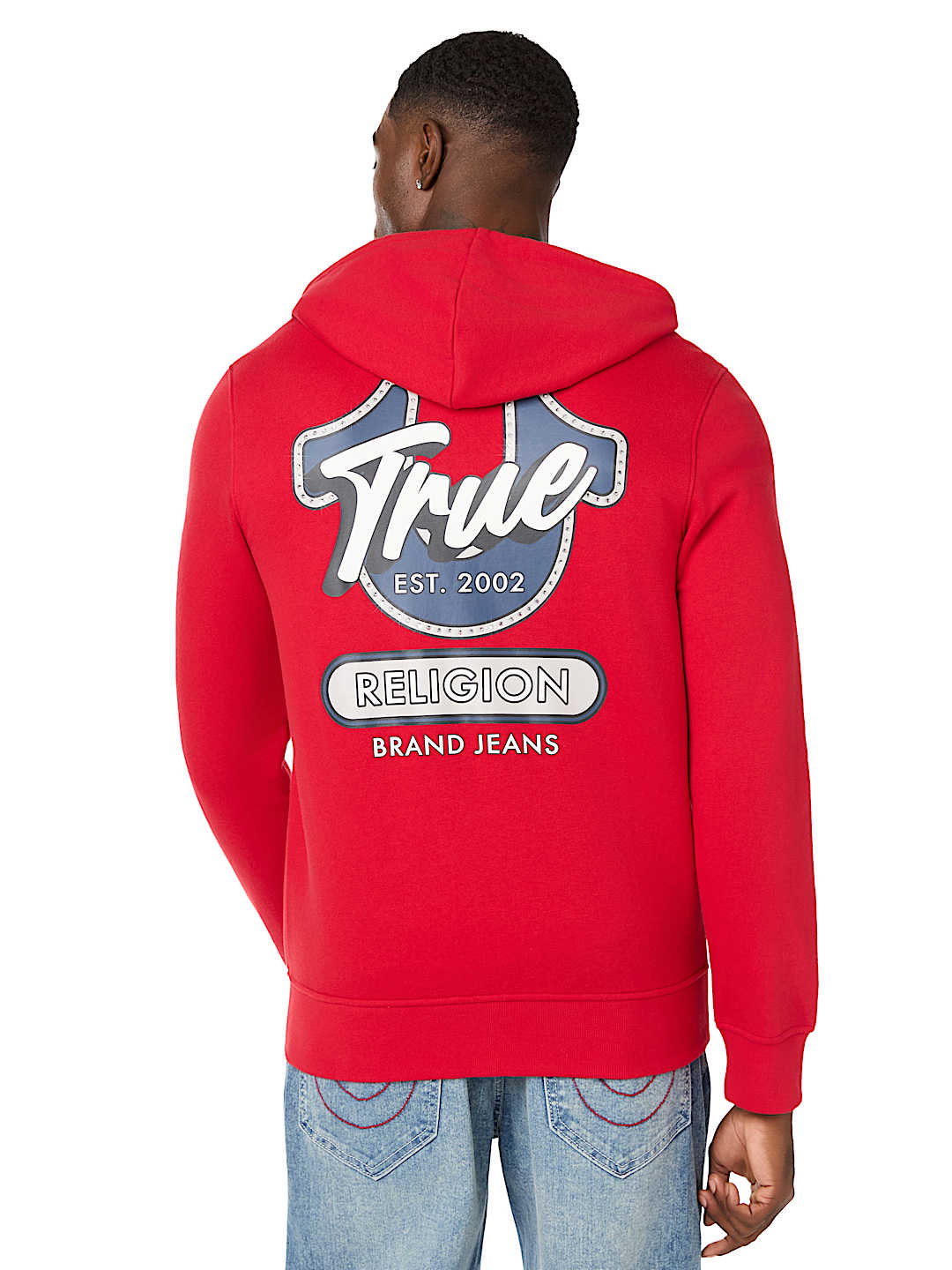 SUDADERA CON CAPUCHA Y CIERRE CON LETRERO DE TRUE