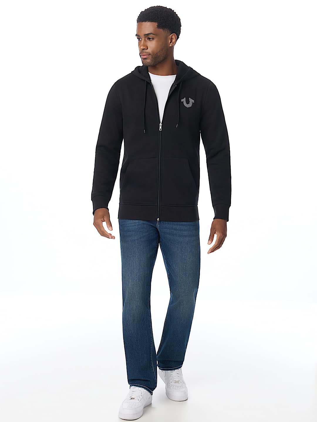 TRADE MARKED LOGO ZIP HOODIE