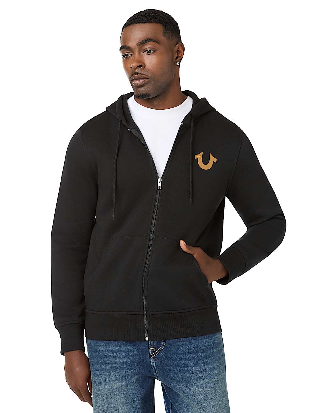 TRUE BRAND ARCHED LOGO ZIP HOODIE