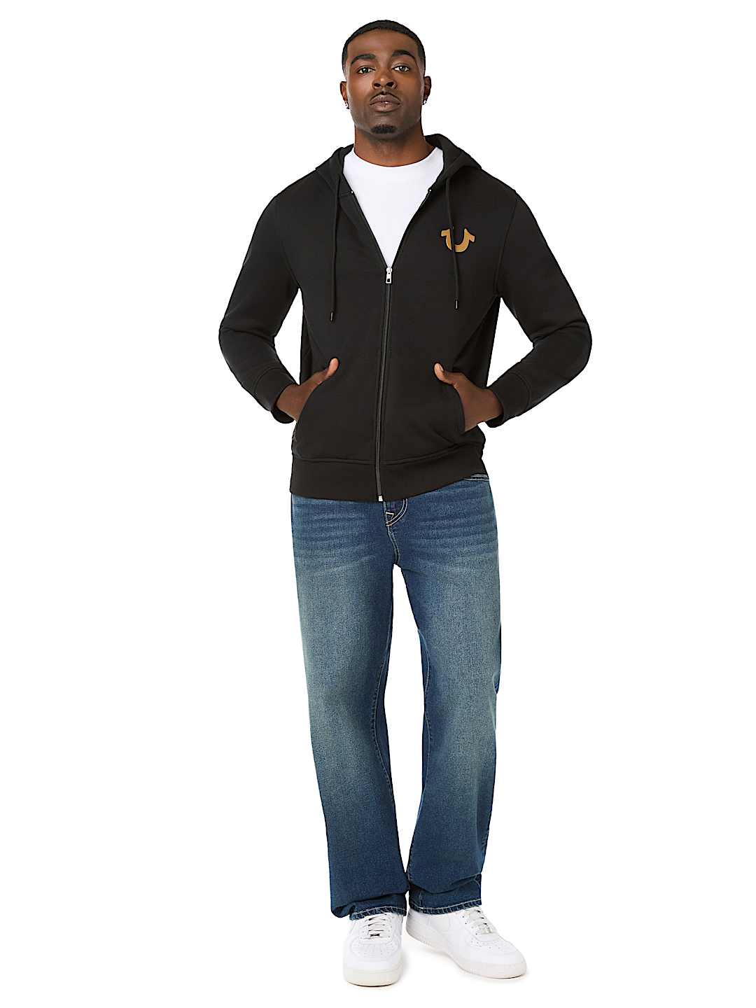 TRUE BRAND ARCHED LOGO ZIP HOODIE