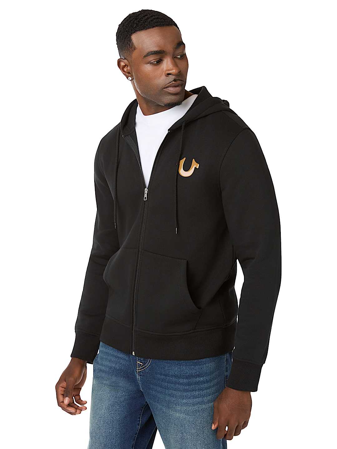 TRUE BRAND ARCHED LOGO ZIP HOODIE