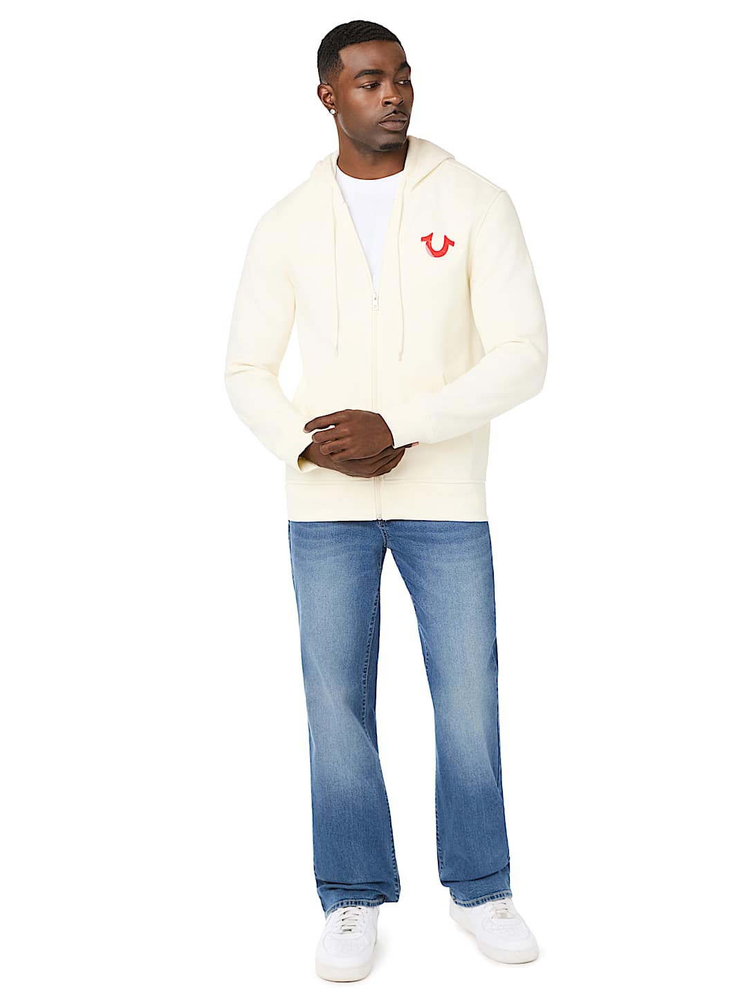 TRUE BRAND ARCHED LOGO ZIP HOODIE