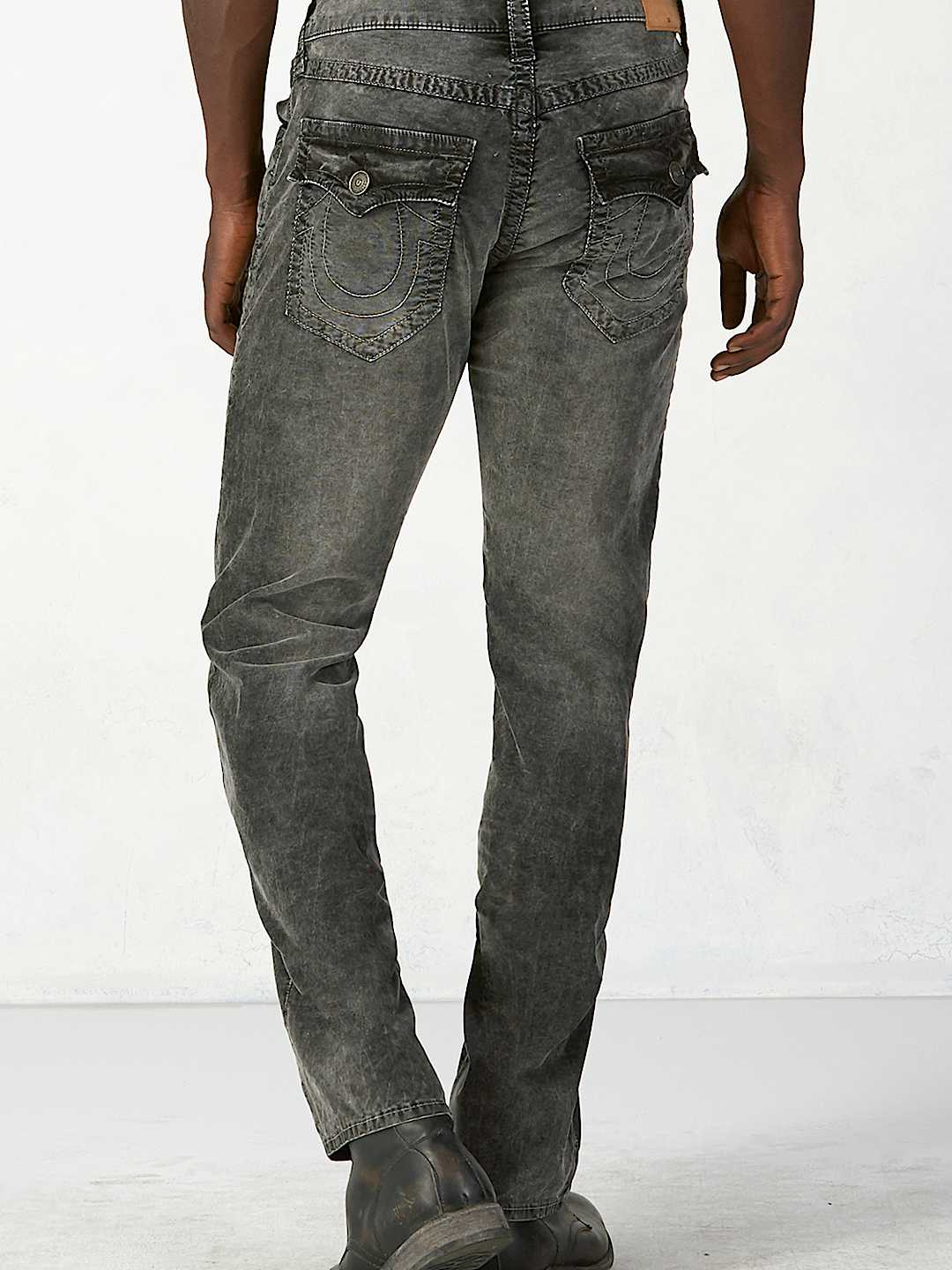 RICKY STRAIGHT ACID WASH MENS CORDUROY PANT - Static Grey | True