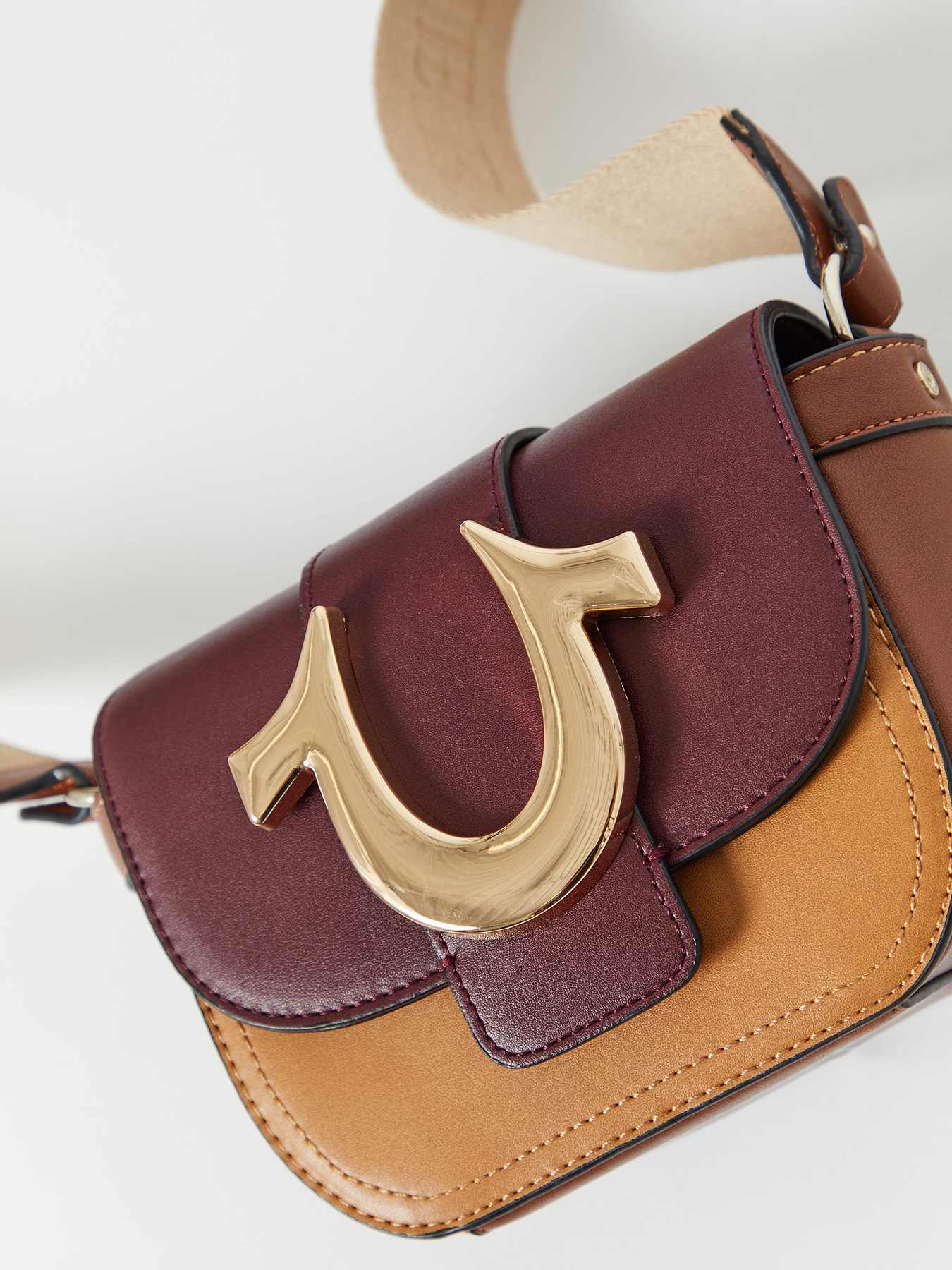 Small Horseshoe Straw Bag, Tan