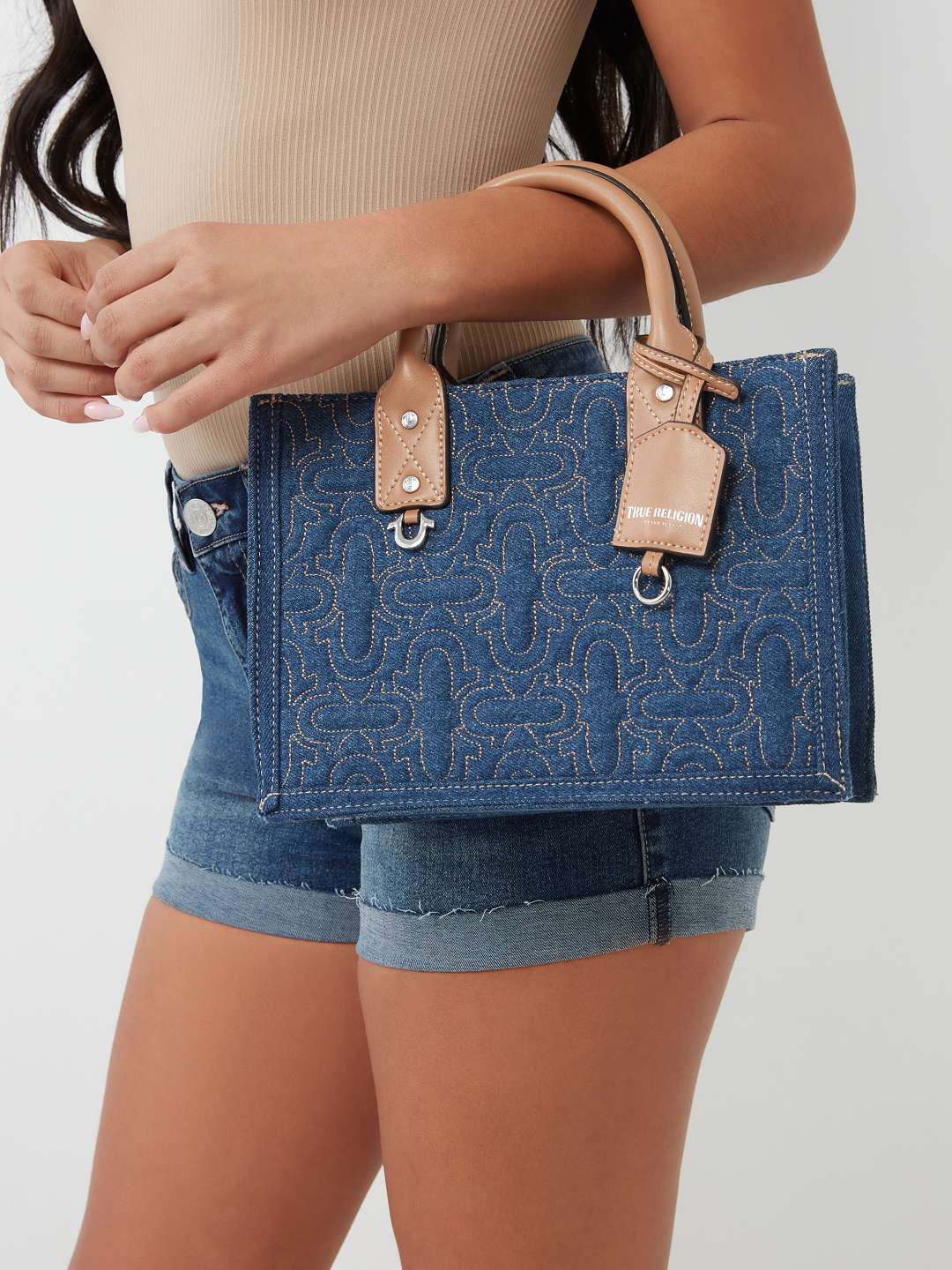 QUILTED DENIM TOTE BAG, image 2