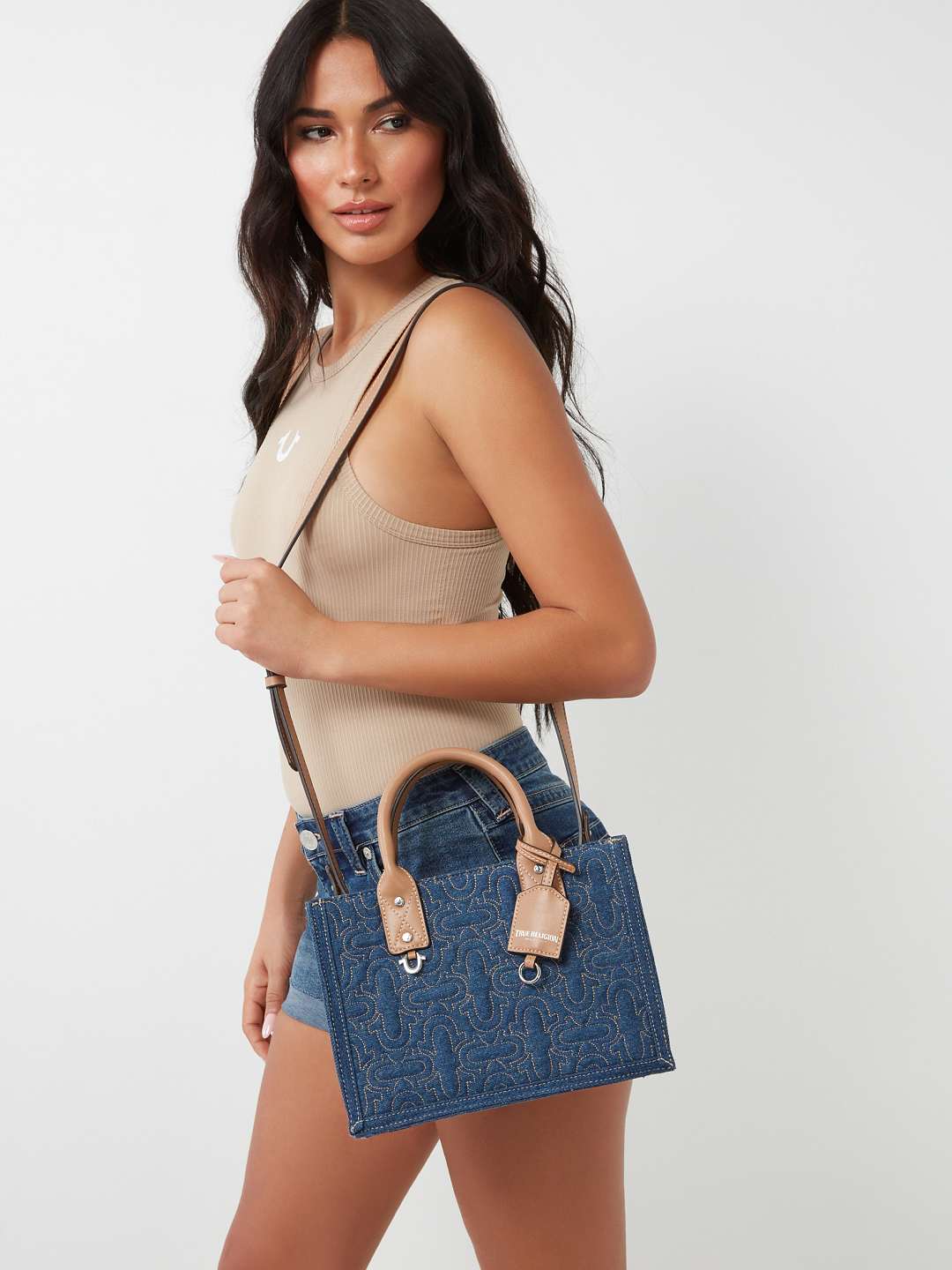 QUILTED DENIM TOTE BAG, image 5