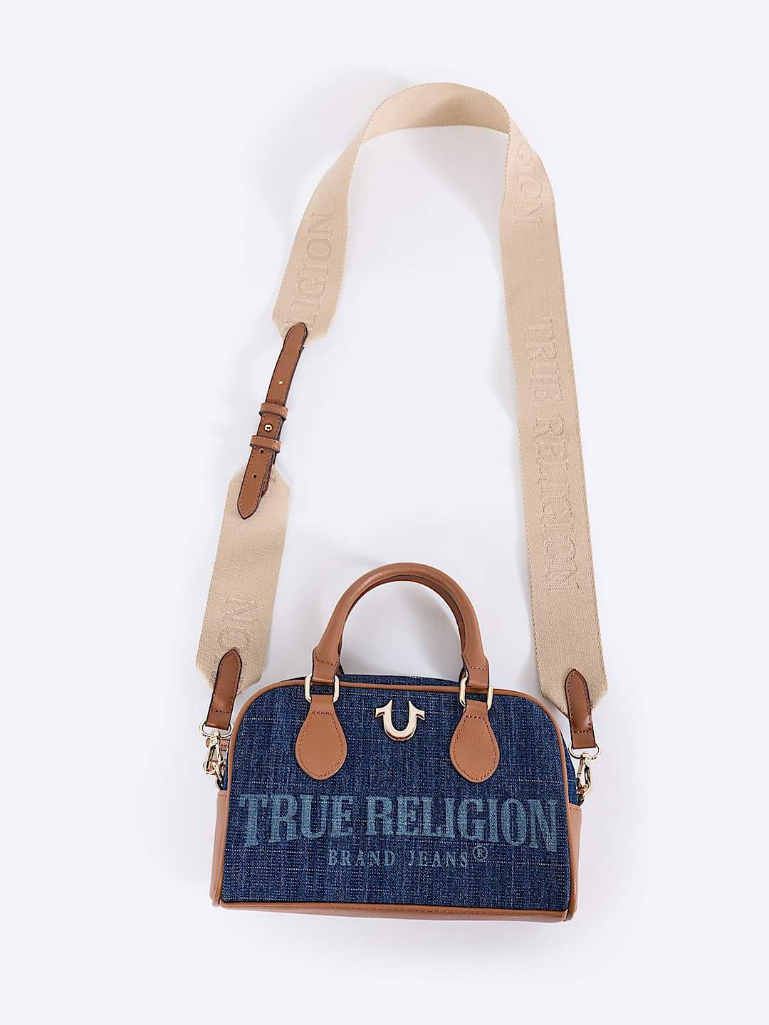 FADED LOGO DENIM SATCHEL