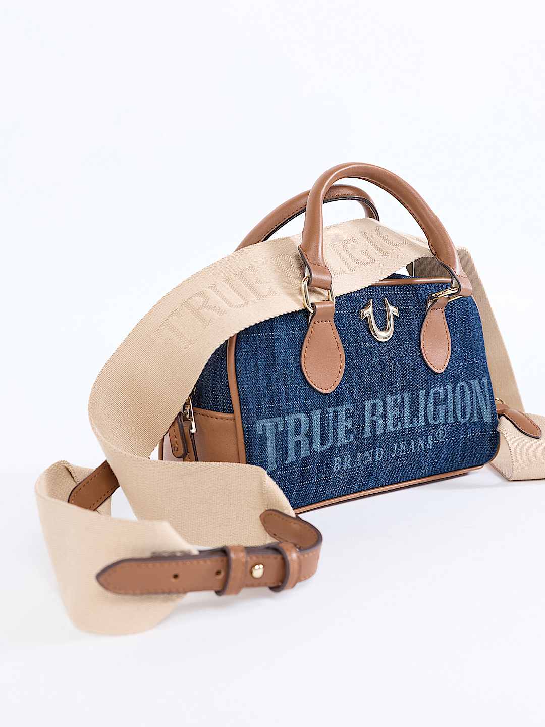 FADED LOGO DENIM SATCHEL