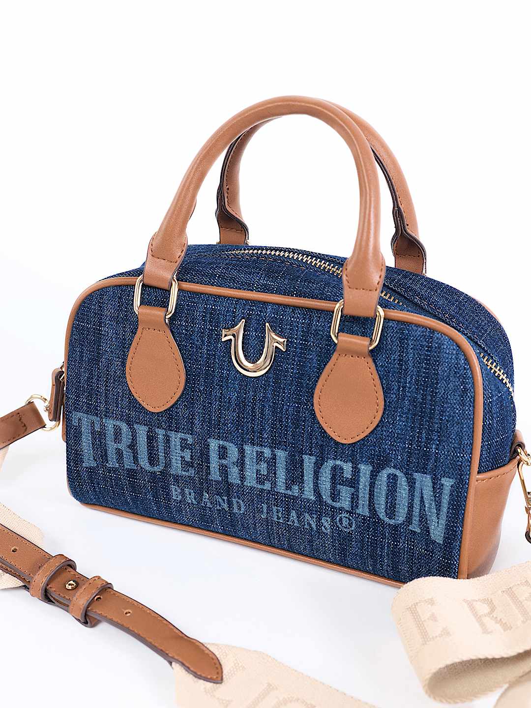 FADED LOGO DENIM SATCHEL