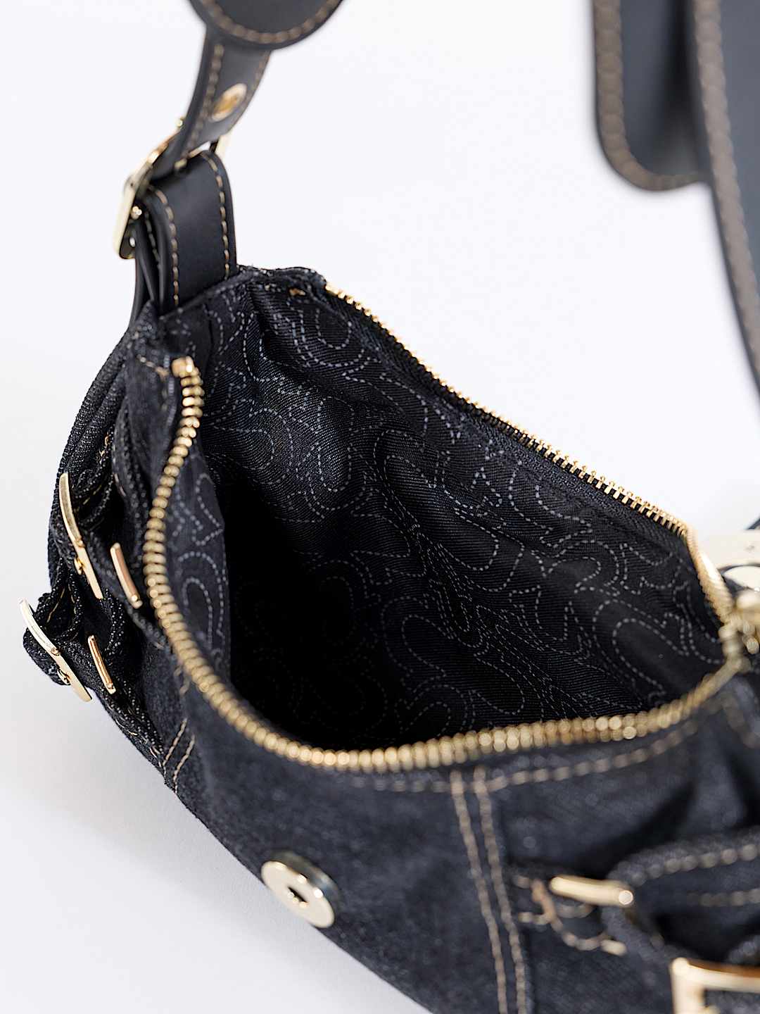 MULTI-STRAP DENIM SHOULDER BAG 